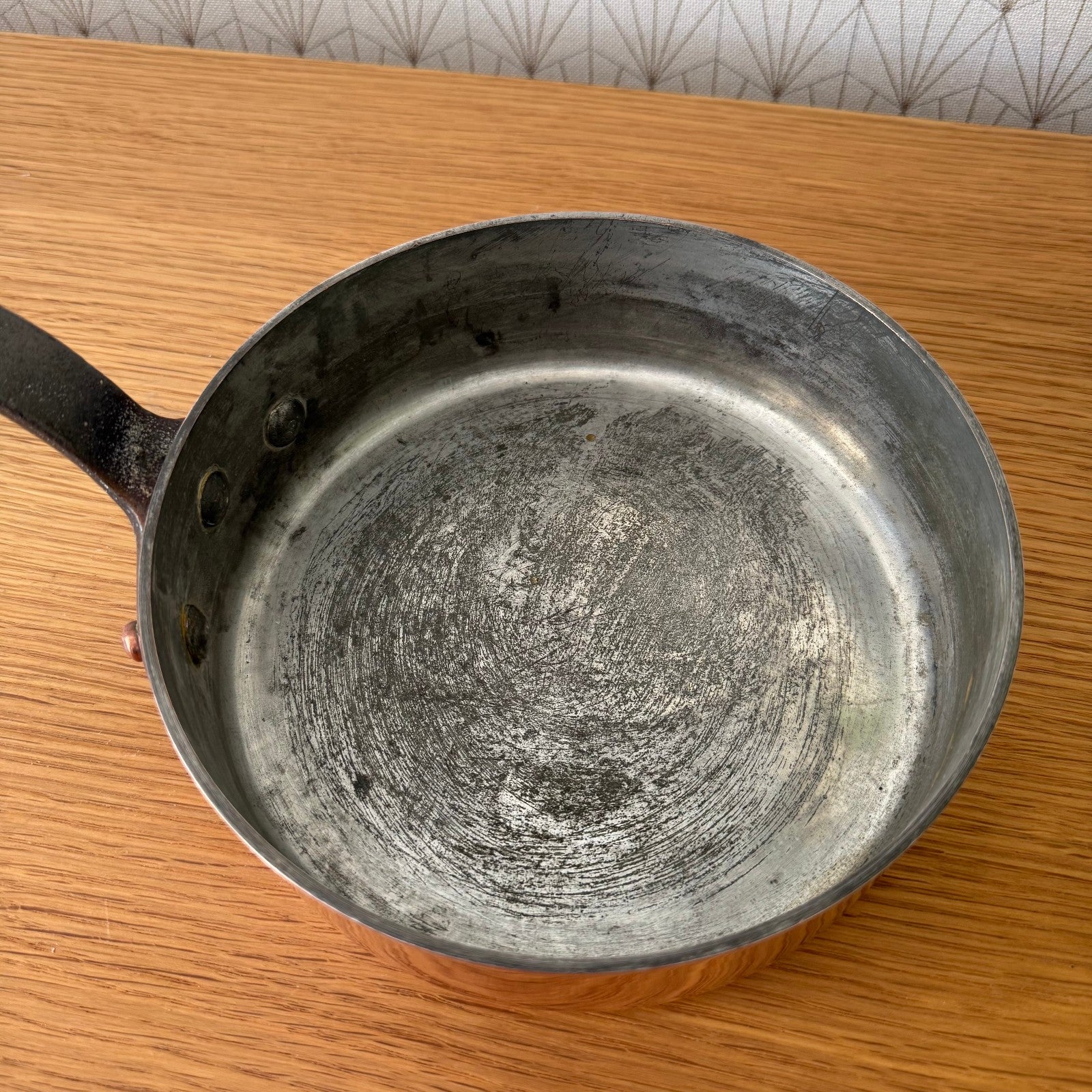 French Copper Saute Pan Vintage Tin Lined Professional Cookware 7" 2507251 Fleamarketfrance