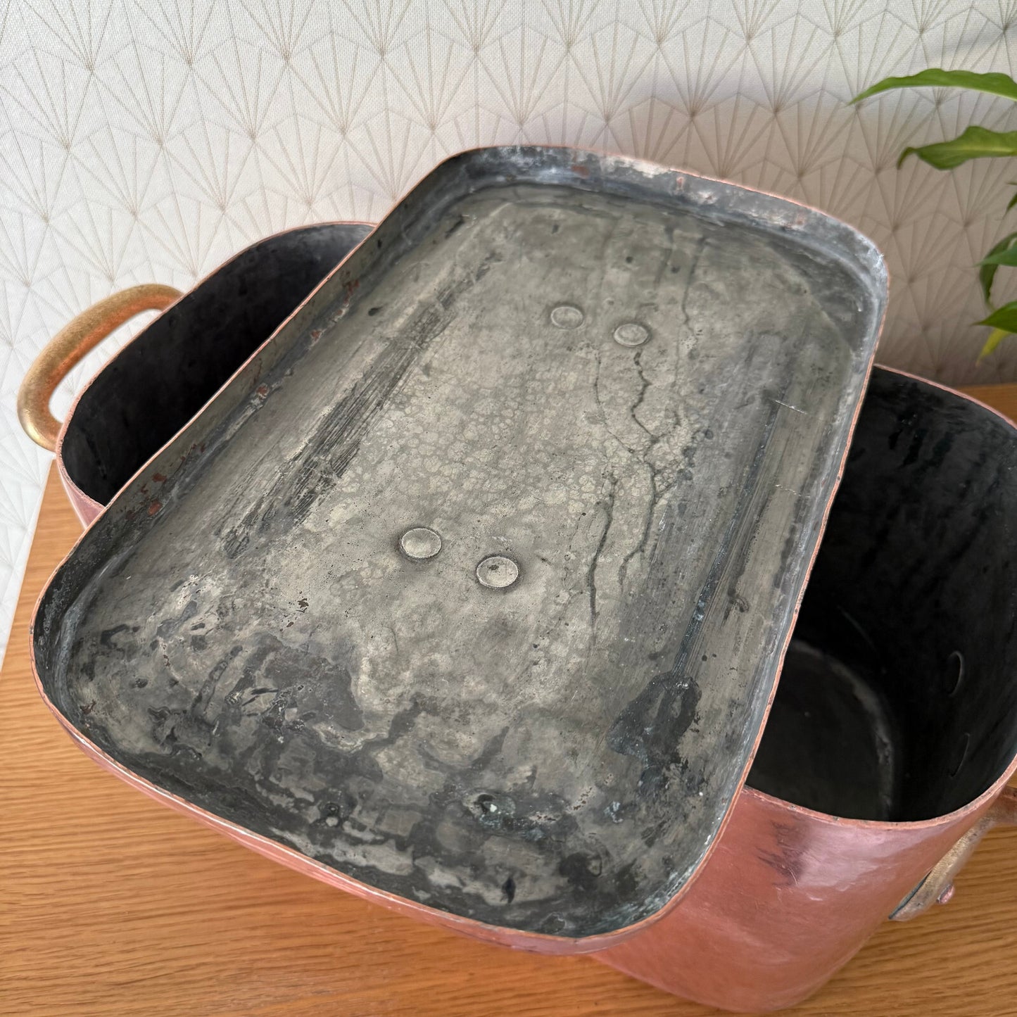 Antique ALTIER  dovetailed Daubiere French stock pot Copper Cookware 15" 1904259