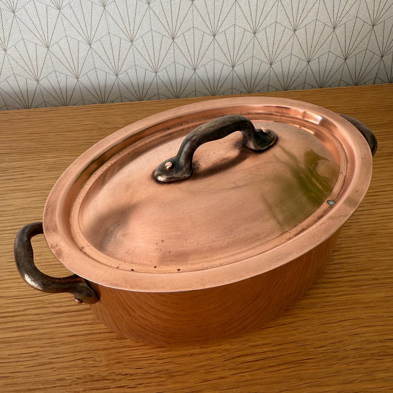 Vintage Villedieu Copper Pot French Stock Cookware 2mm Thick 8" 09052514 Fleamarketfrance