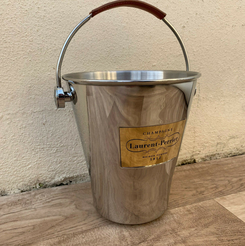 Vintage Laurent Perrier Champagne Ice Bucket Chrome Leather Handle 2711251 Laurent-Perrier