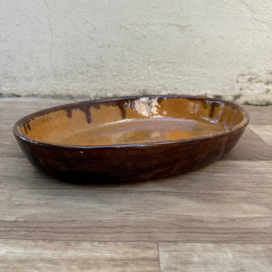 Vintage France Handmade French Bakeware 10” terrine plate gratin oval 2207243 La Bourguignonne France
