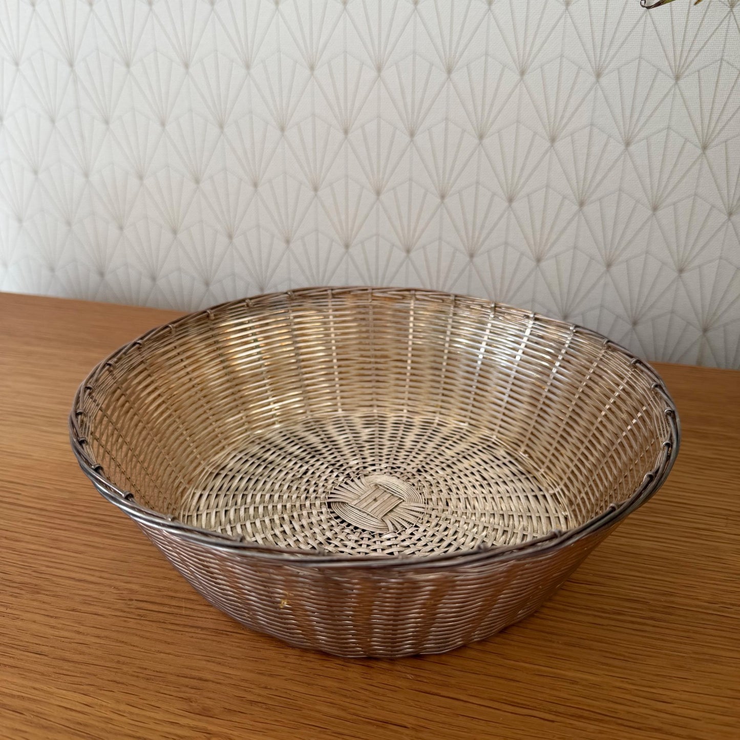 French Silverplate Woven Wire Bread Basket Vintage Metal Bowl 2101268 Unbranded