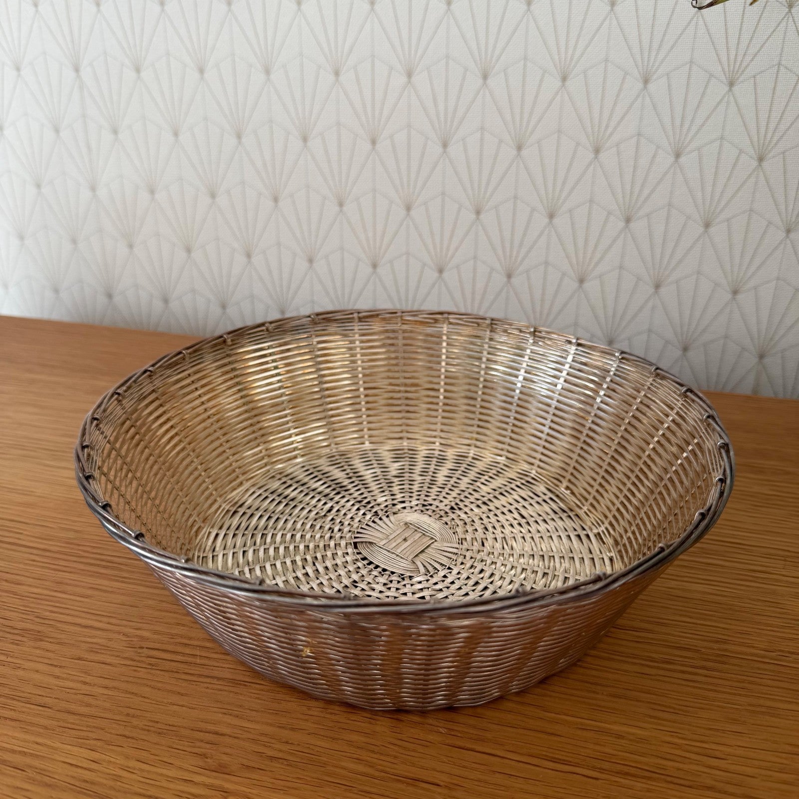 French Silverplate Woven Wire Bread Basket Vintage Metal Bowl 2101268 Unbranded