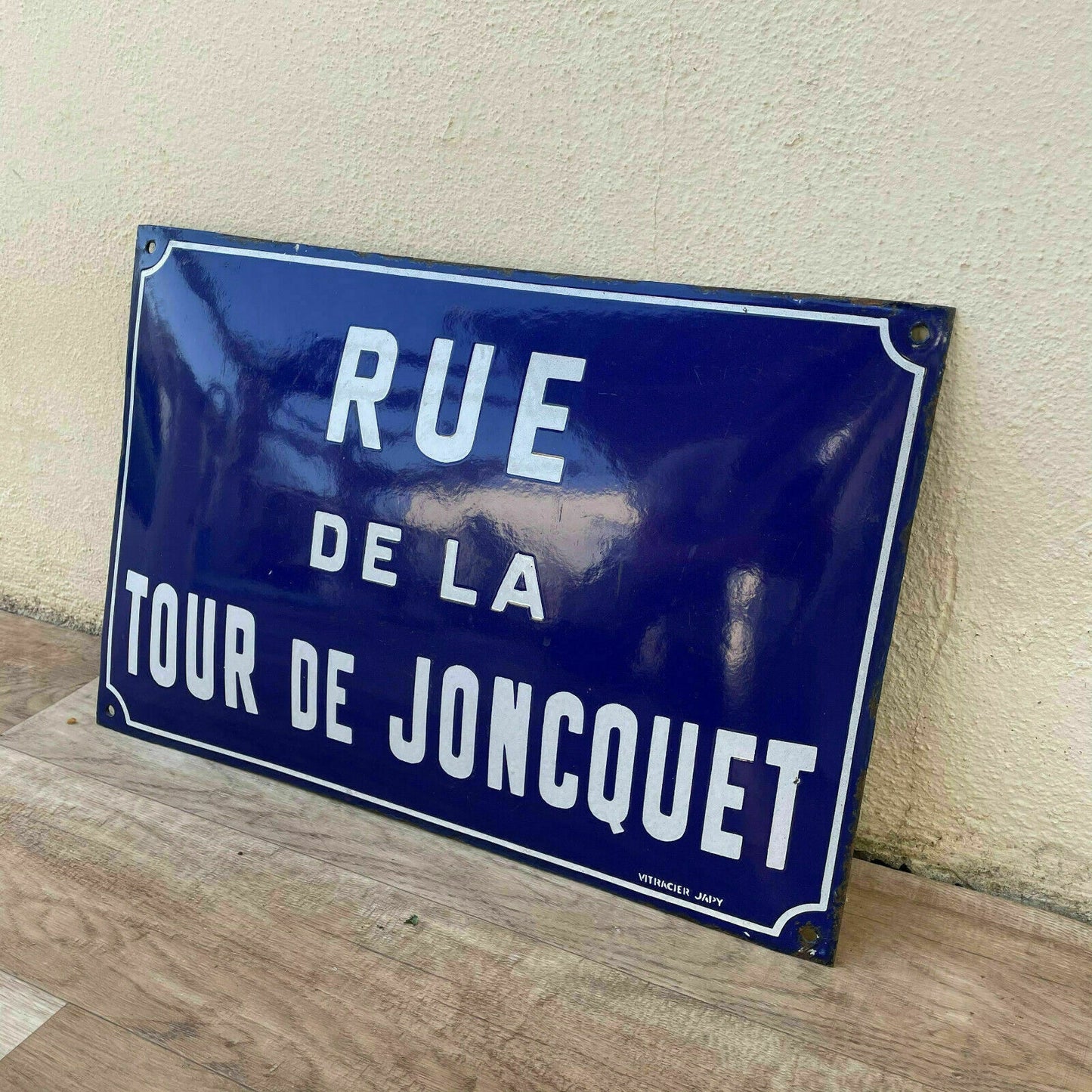 Vintage French Enamel Street Sign JAPY Rue de la Tour de Joncquet 18042127 Fleamarketfrance