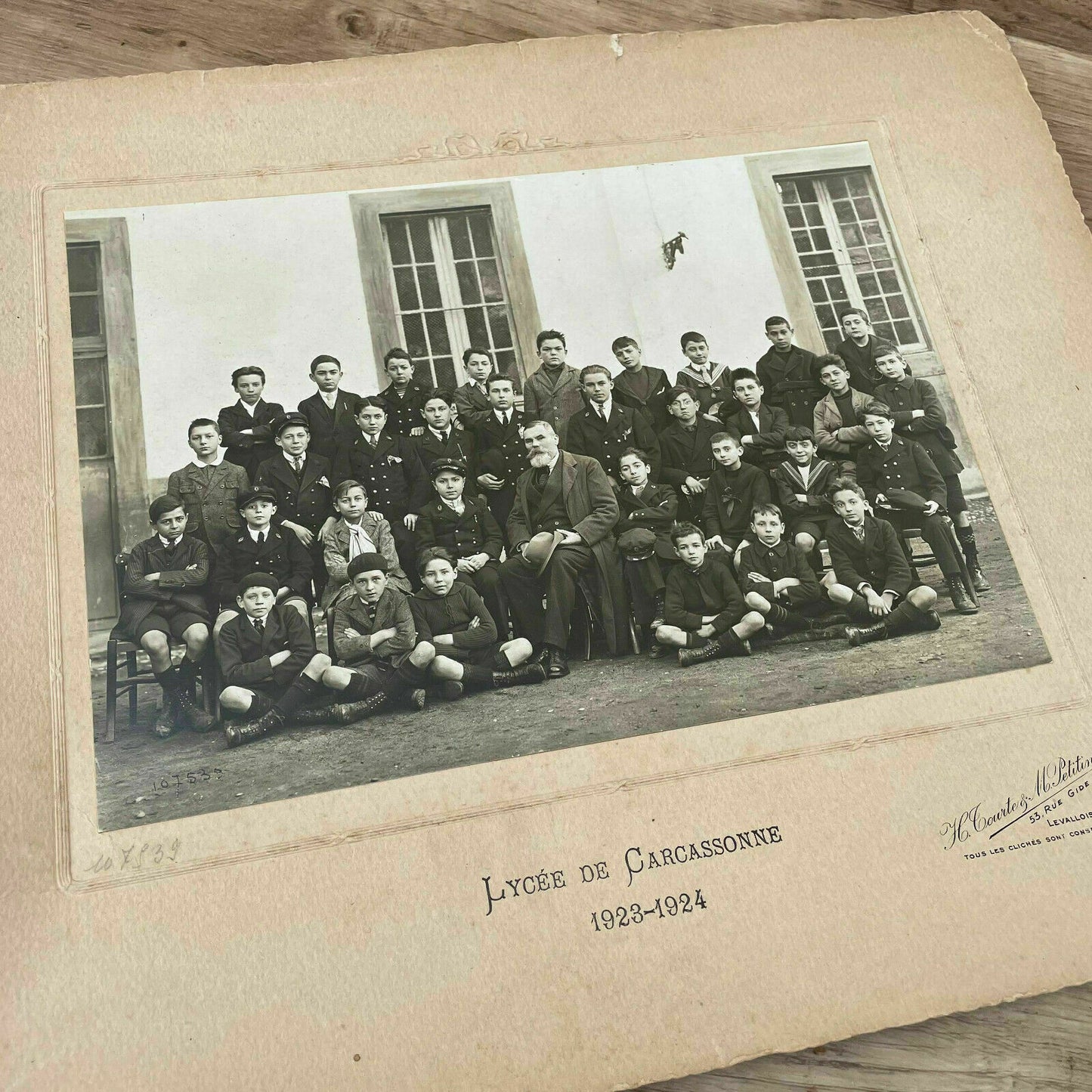 Vintage French School Class Getting Picture Photo Carcassonne 1924 15022123 - Fleamarketfrance