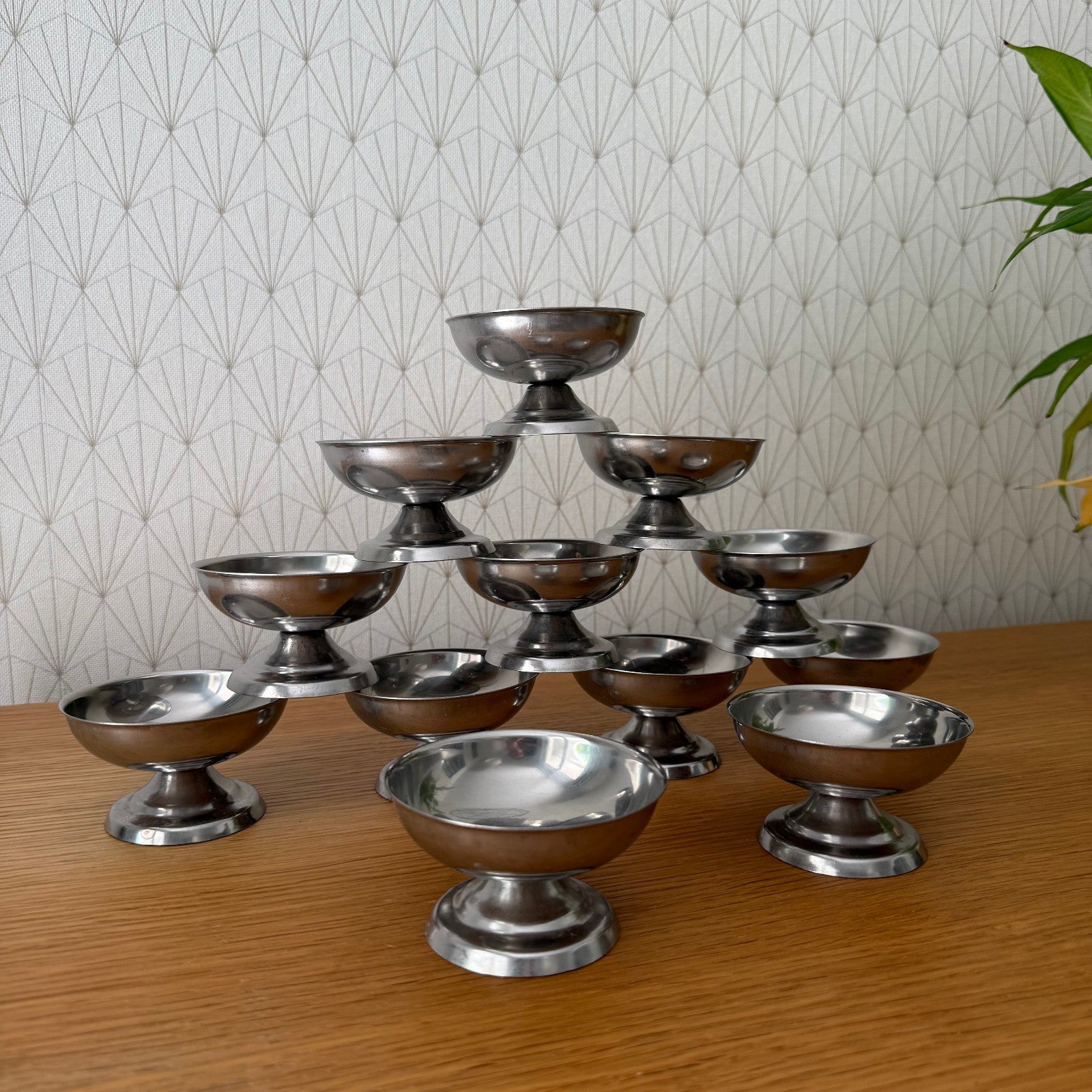 Set Of 12 Vintage Inox European Stainless Goblet Ice Cream Cup 0807252 Stainless