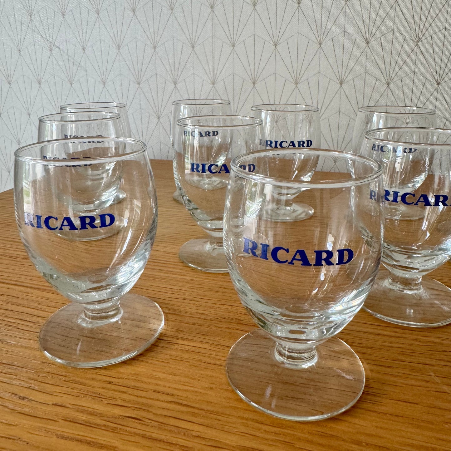 Vintage French Ricard Pastis Glasses Set of 10 Stemware Anisette 0405241 Ricard