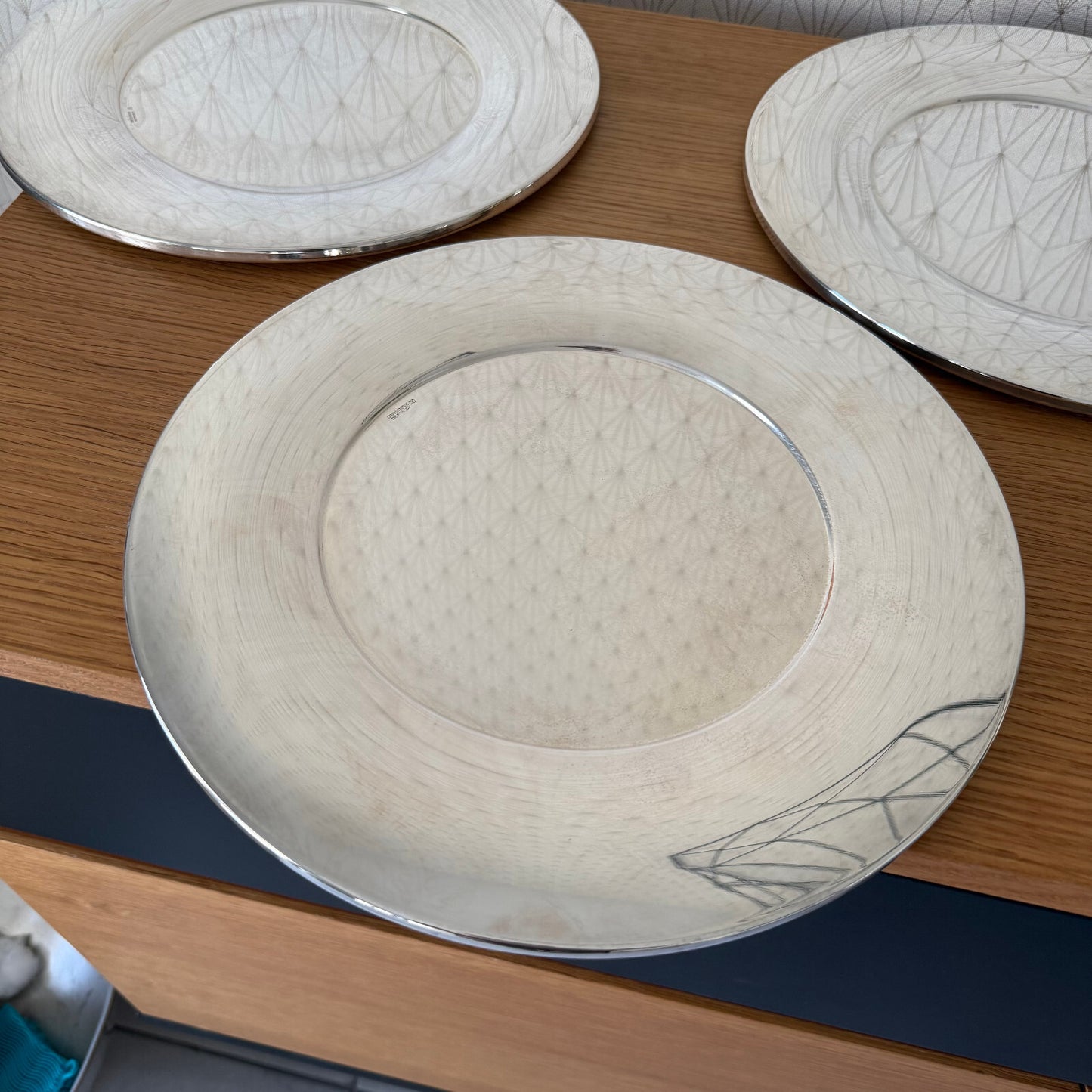 French Silverplate Art Deco Serving Plates Orfevrerie France Set 4 0304251 Orfevrerie de France