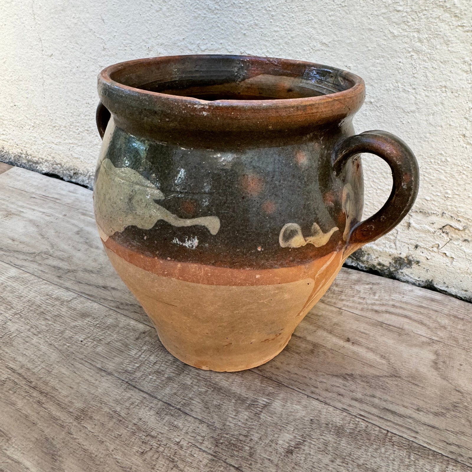 French Confit Pot Terracotta Glazed Two Handles Vintage 1810235 Unmarked