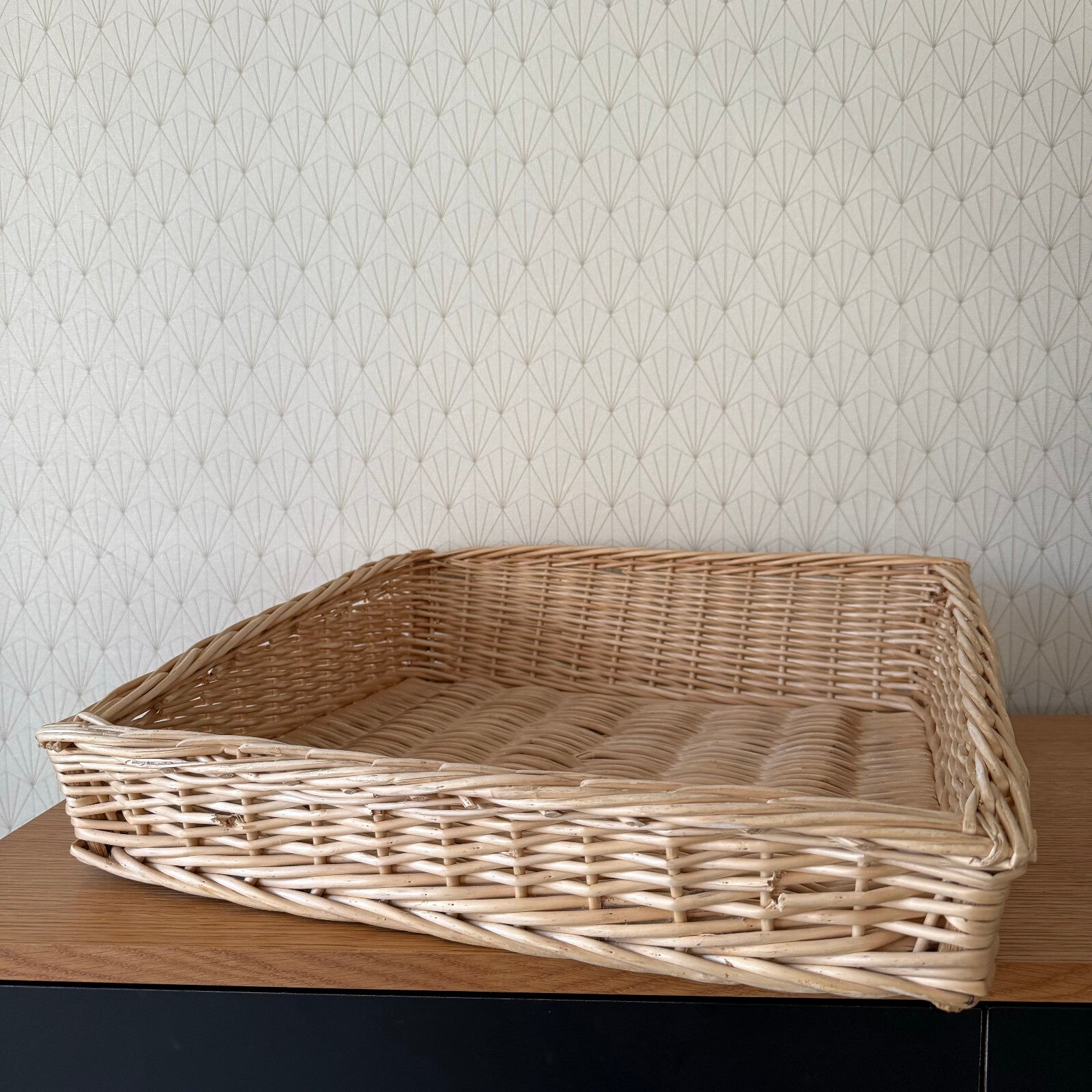French Bread Basket Vintage Wicker Bakery Display Tray Rattan 0901252 Fleamarketfrance