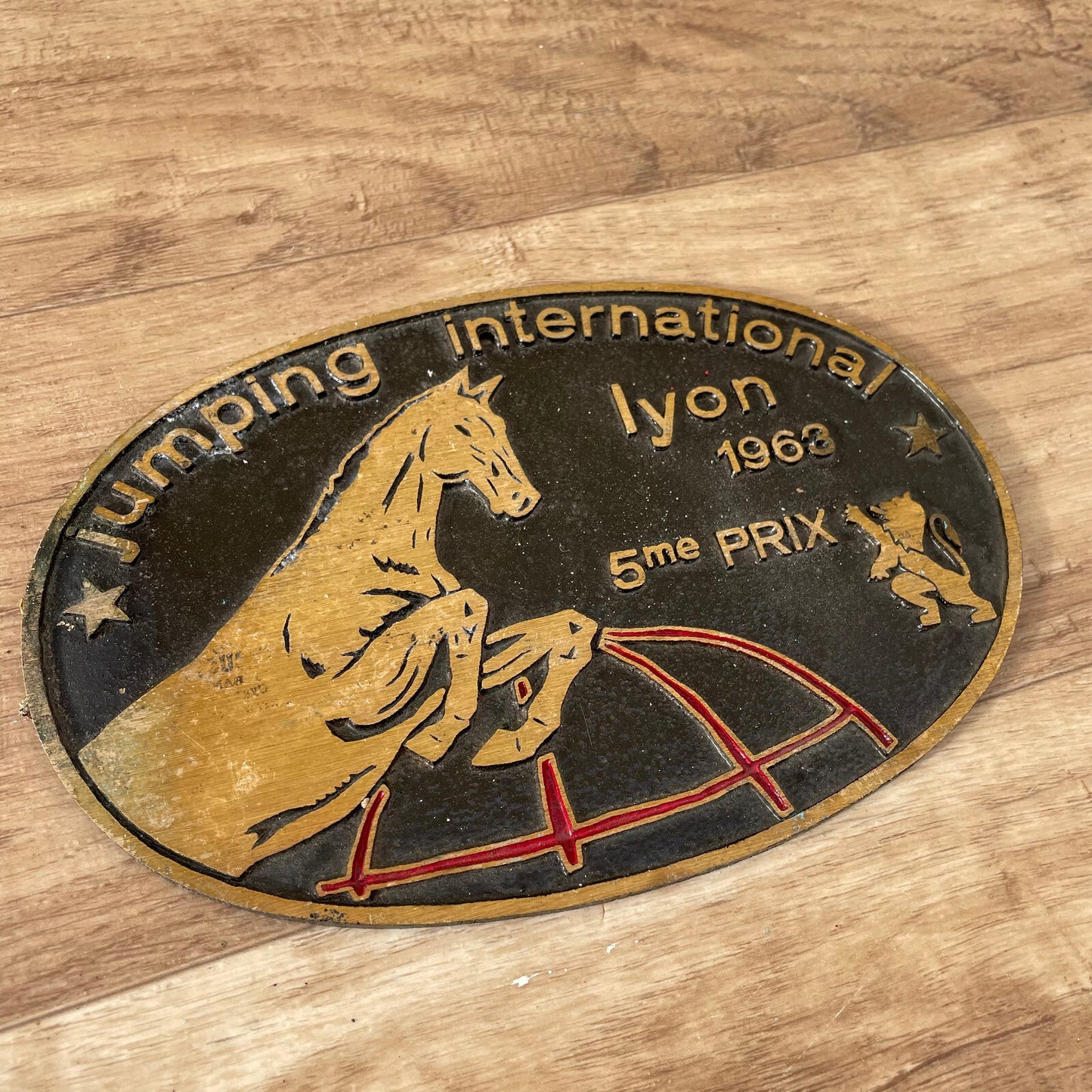 French Equestrian Trophy Plaque Lyon 1963 Horse Jumping Award 11032522 Fleamarketfrance