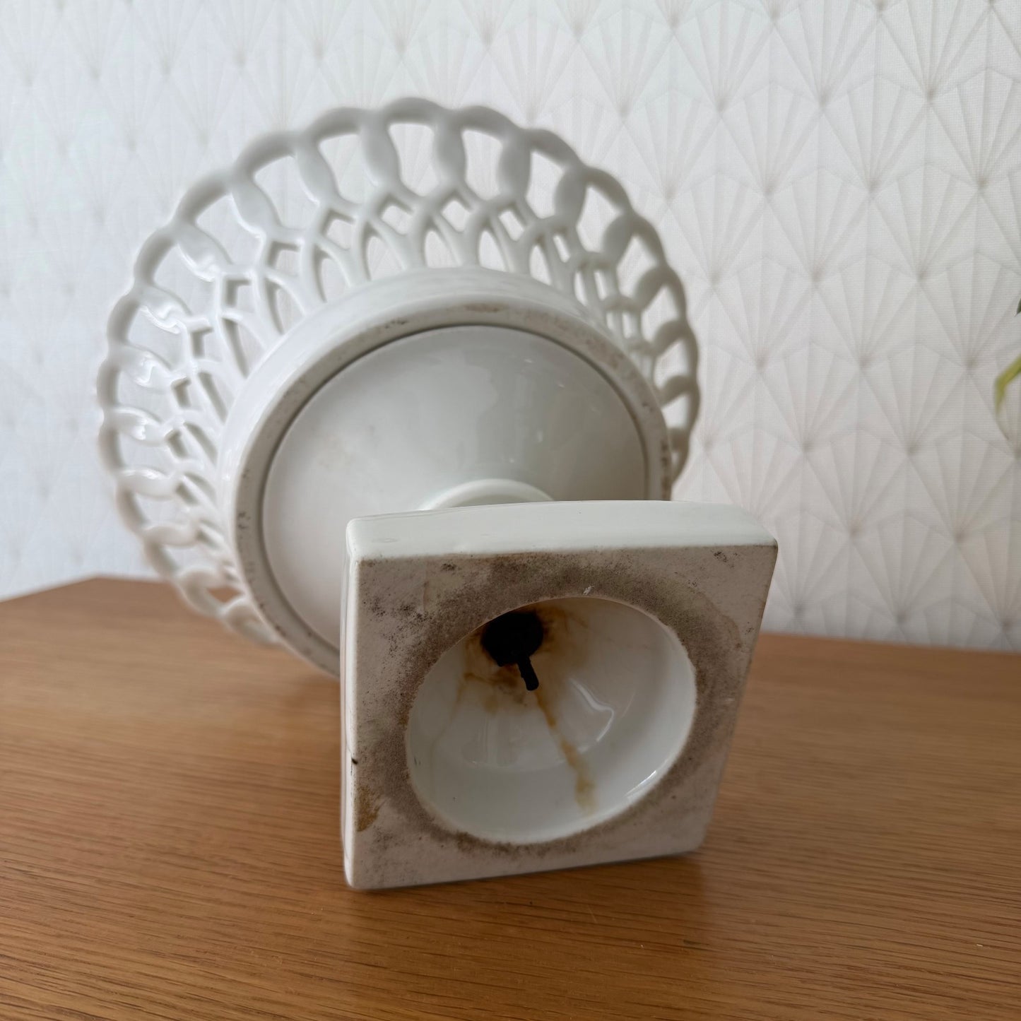 Vintage French White Porcelain Reticulated Footed Compote 0708261 Fleamarketfrance