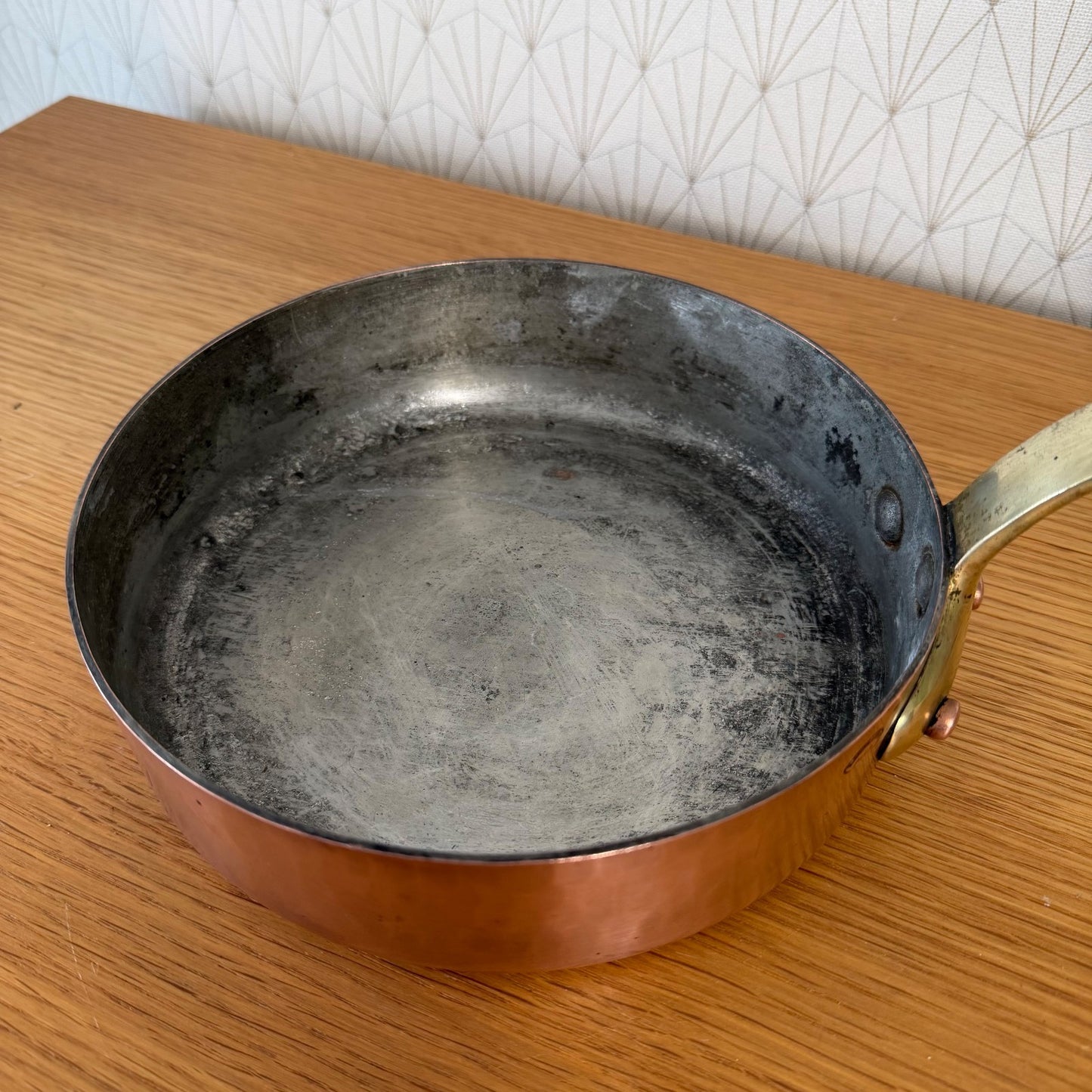 French Copper Sauteuse Pan Dehillerin Tin Lining Vintage Hammered 0505267 Unbranded