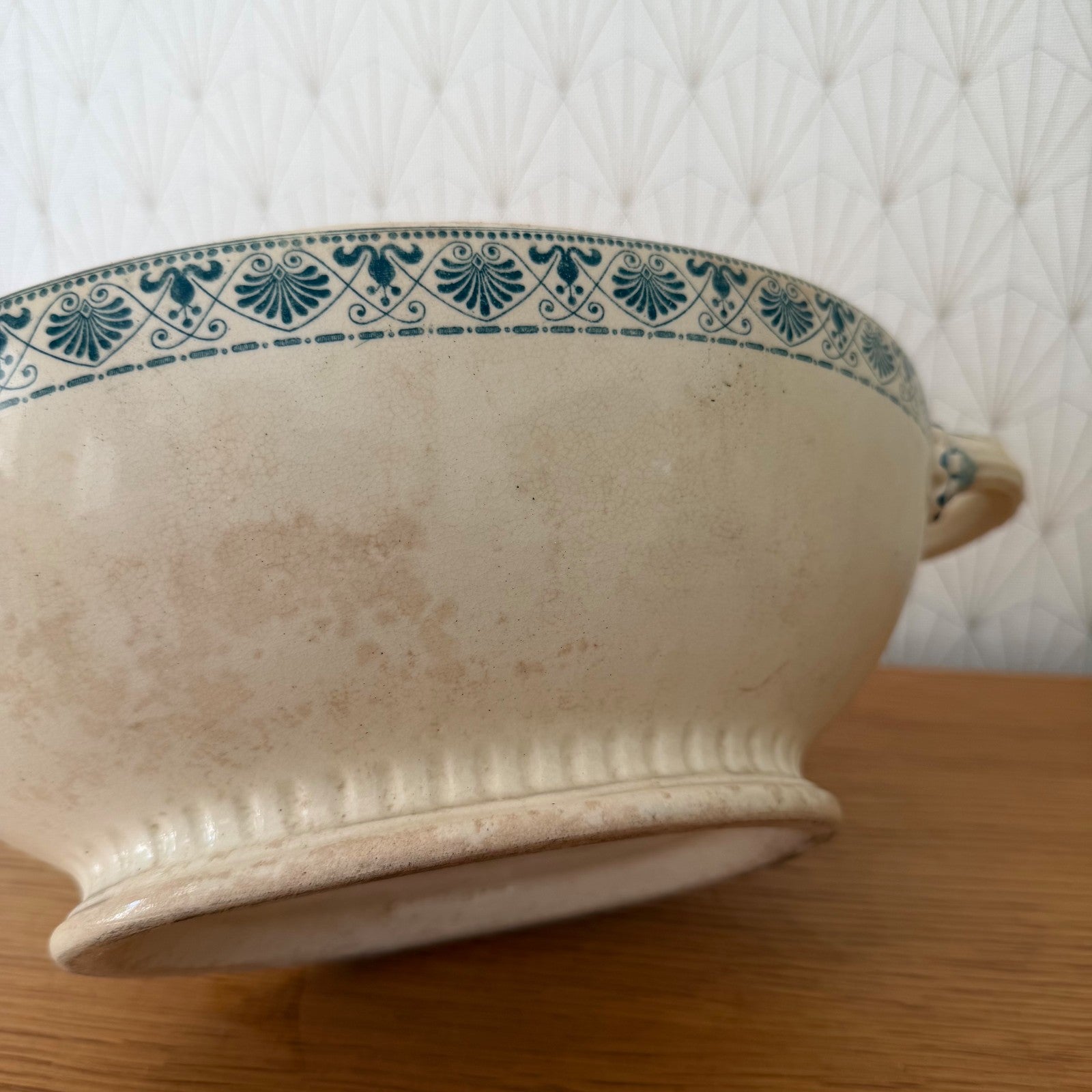 French Antique White Earthenware Tureen Terre de Fer Serving Bowl 2805266 Fleamarketfrance