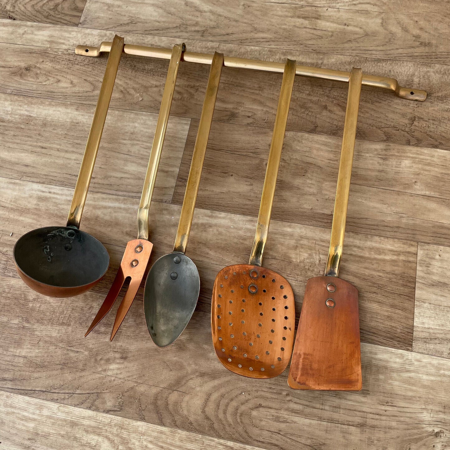 Vintage French Brass Copper Utensils set of 5 1203253