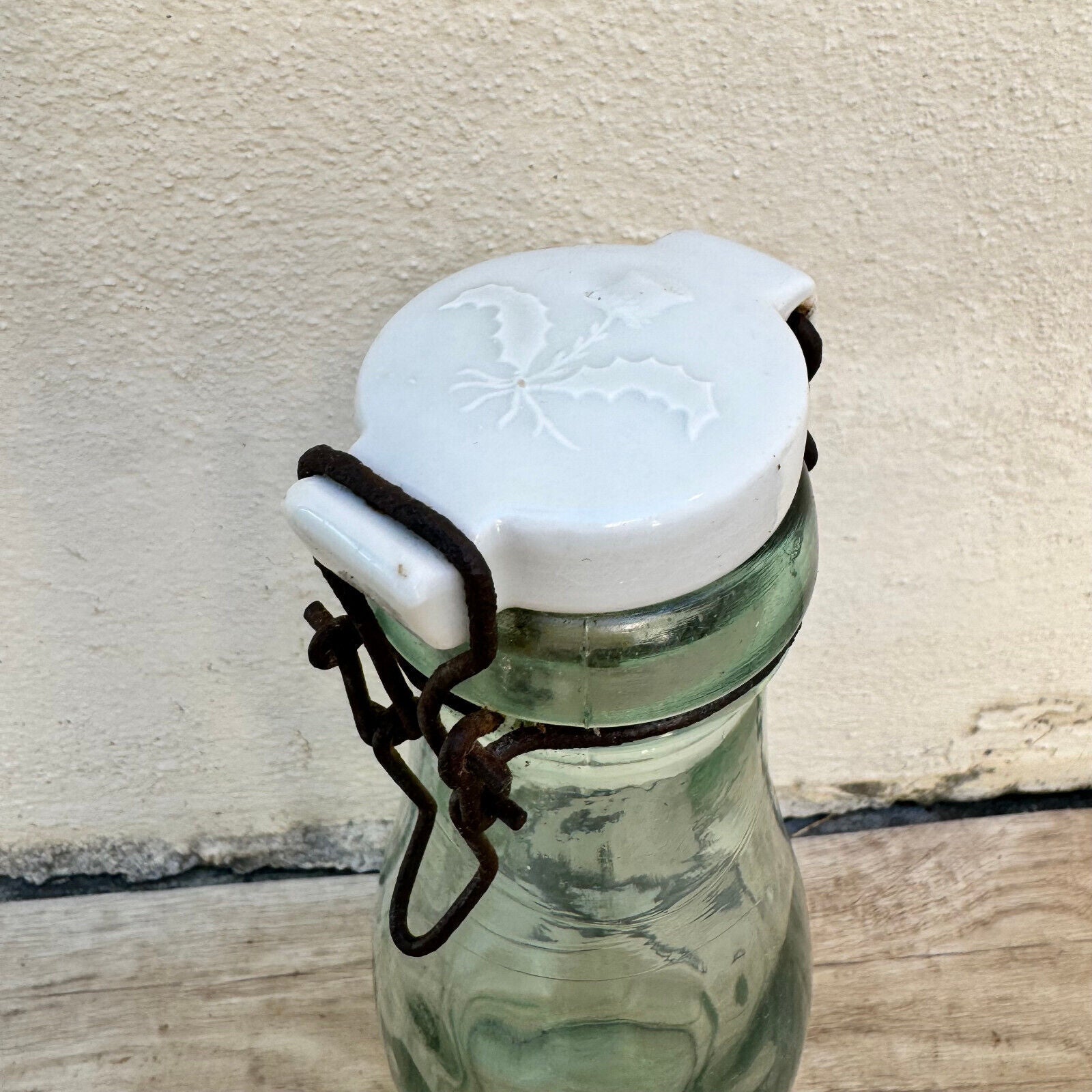 Old bottle preserve l'ideal jar glass porcelain stopper 11 1/2" 18102311 - Fleamarketfrance