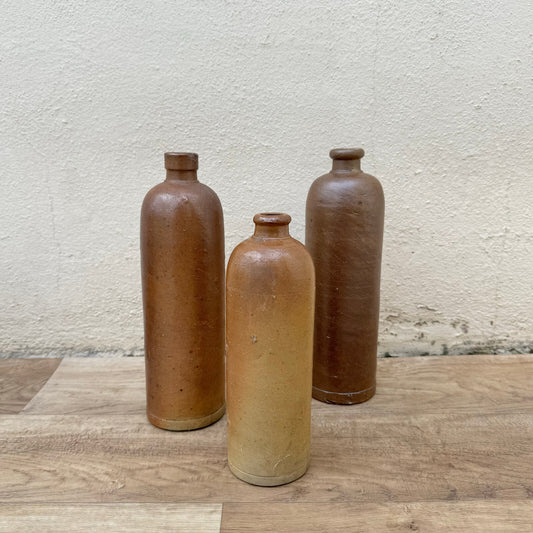 3 Vintage French Stoneware alcohol Wine Bottle water 1512253 Unmarked