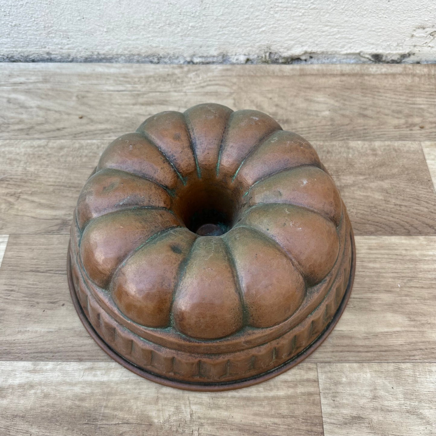 French Copper Bundt Mold Vintage Tin Lined Cake Pan 11" Fluted 07122310 Unbranded