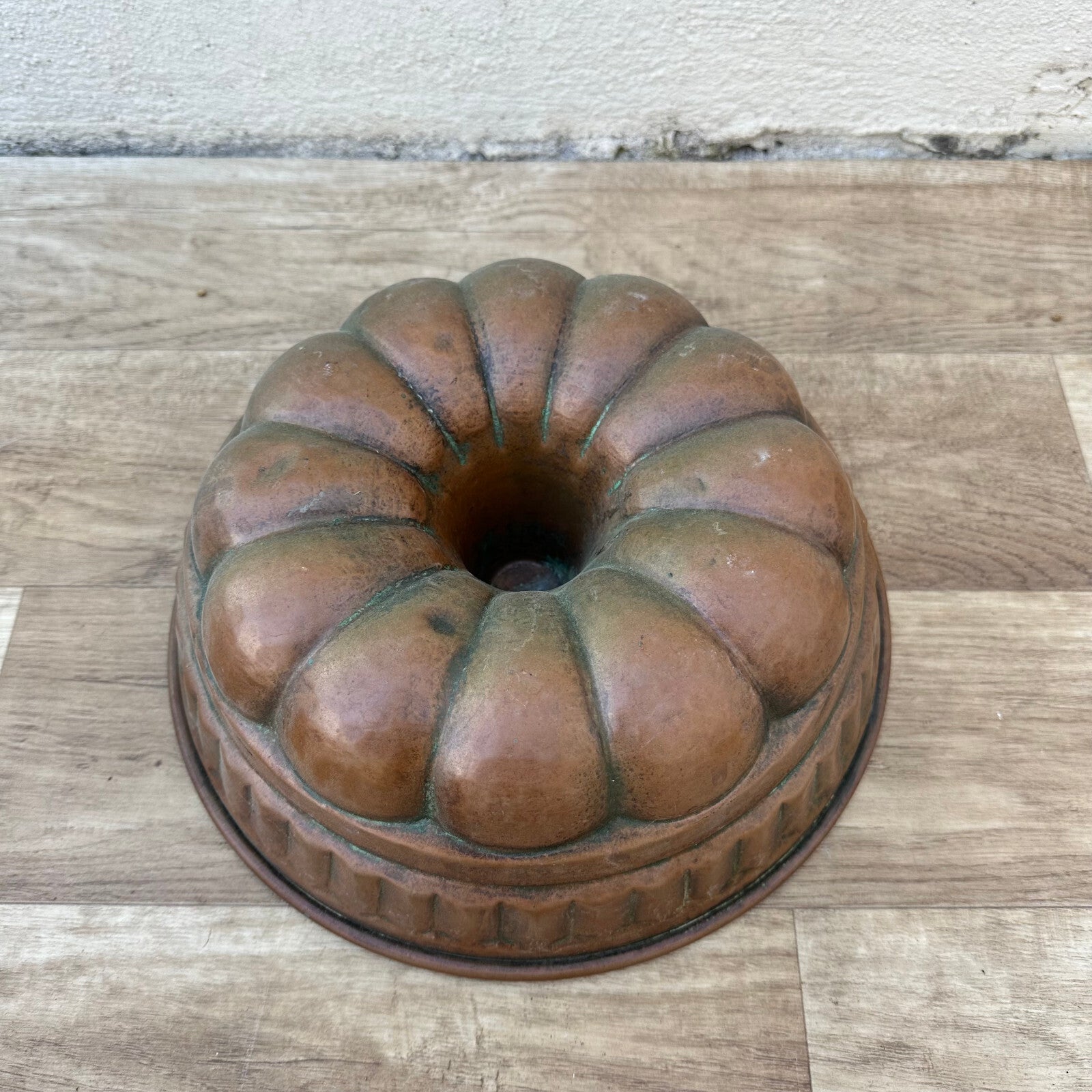 French Copper Bundt Mold Vintage Tin Lined Cake Pan 11" Fluted 07122310 Unbranded
