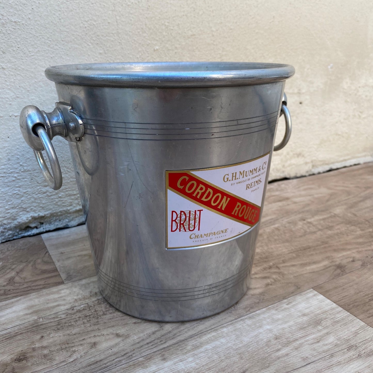French Vintage Mumm Cordon Rouge Champagne Ice Bucket Silver Metal 04072611 Rothschild