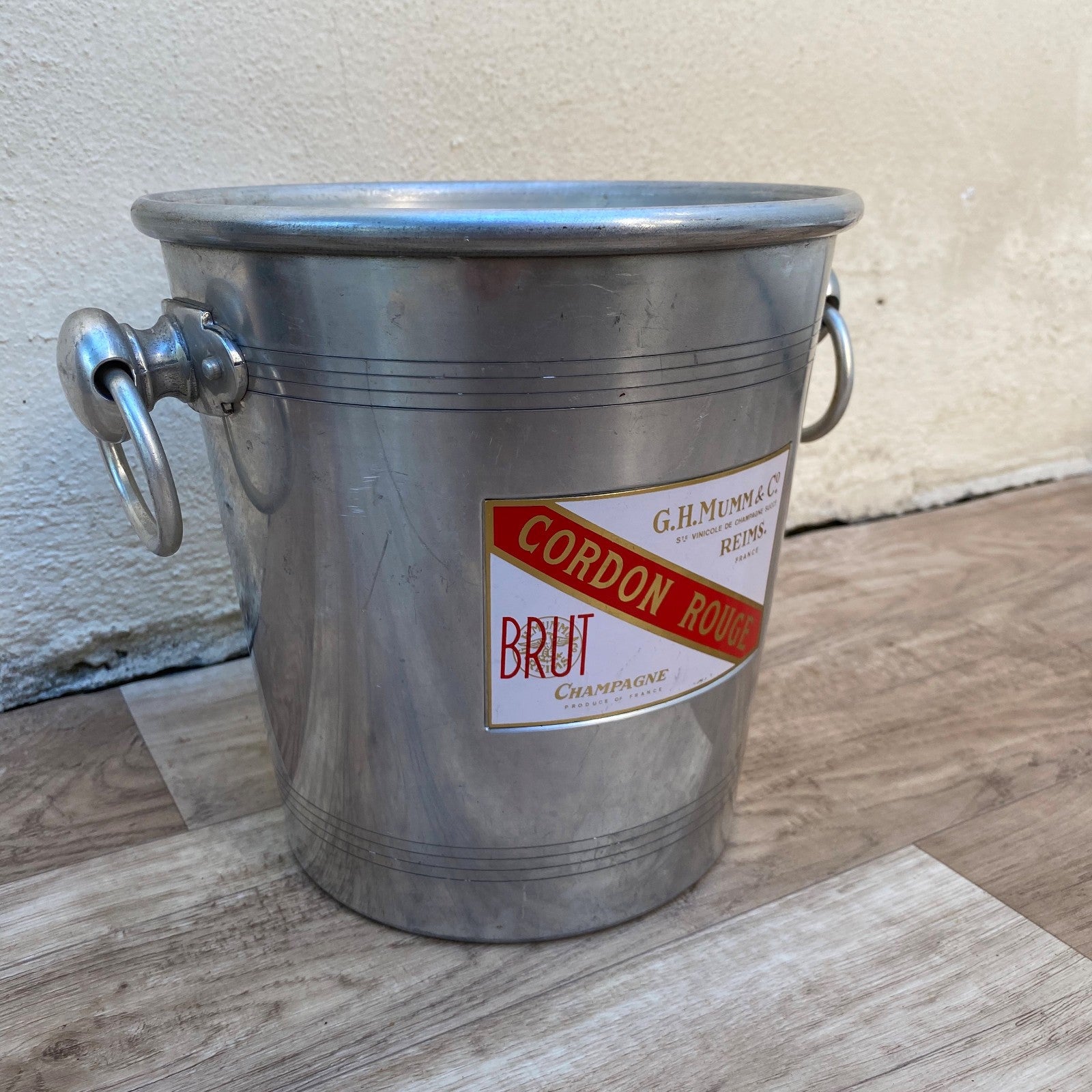 French Vintage Mumm Cordon Rouge Champagne Ice Bucket Silver Metal 04072611 Rothschild