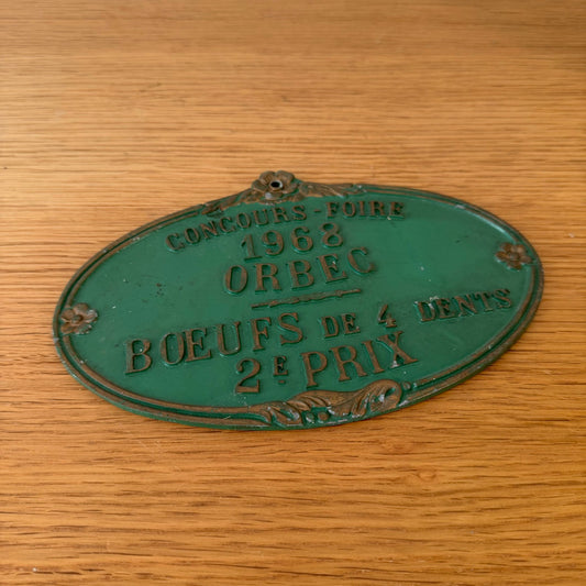 French Vintage Trophy Agriculture Award Plaque 1968 Prize 1006266 Fleamarketfrance