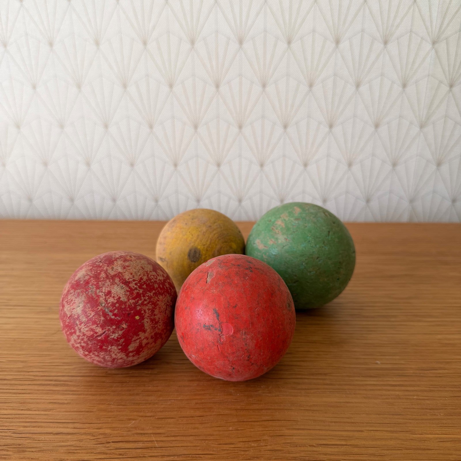 Vintage Wooden Balls Colorful French Mid Century Decorative Set 4pc 1812254 Unbranded
