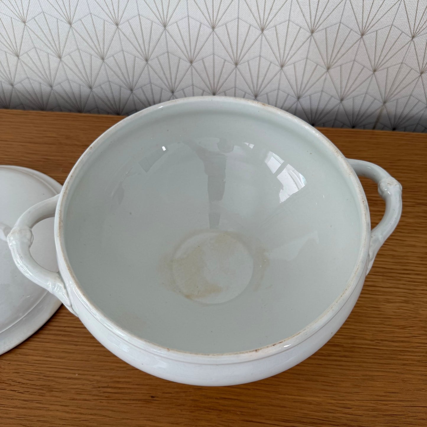Antique French Soup Tureen White Ceramic Footed Bowl 1408263 Fleamarketfrance