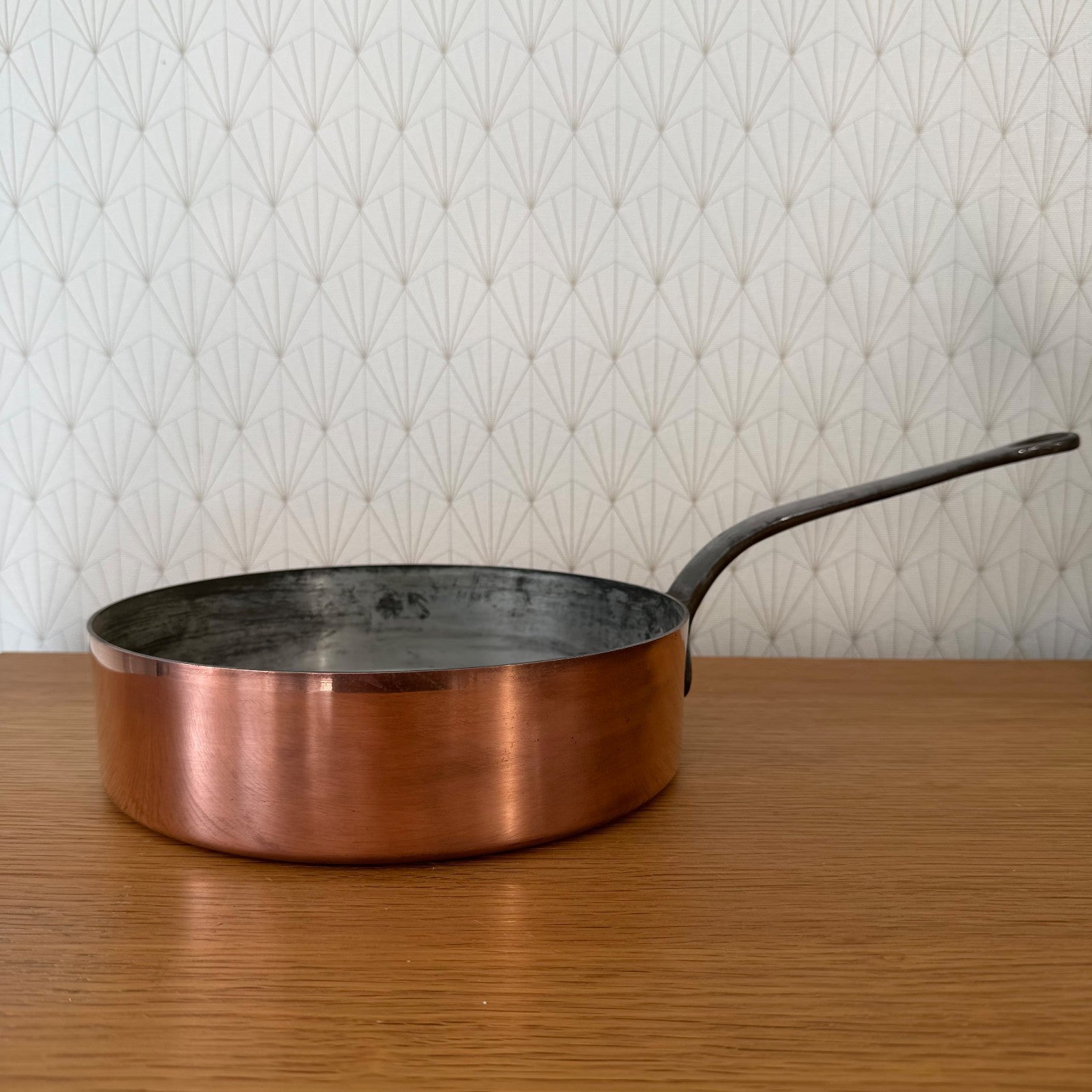 French Copper Sauteuse Pan Villedieu Tin Lined Professional Cookware 0505262 Unbranded