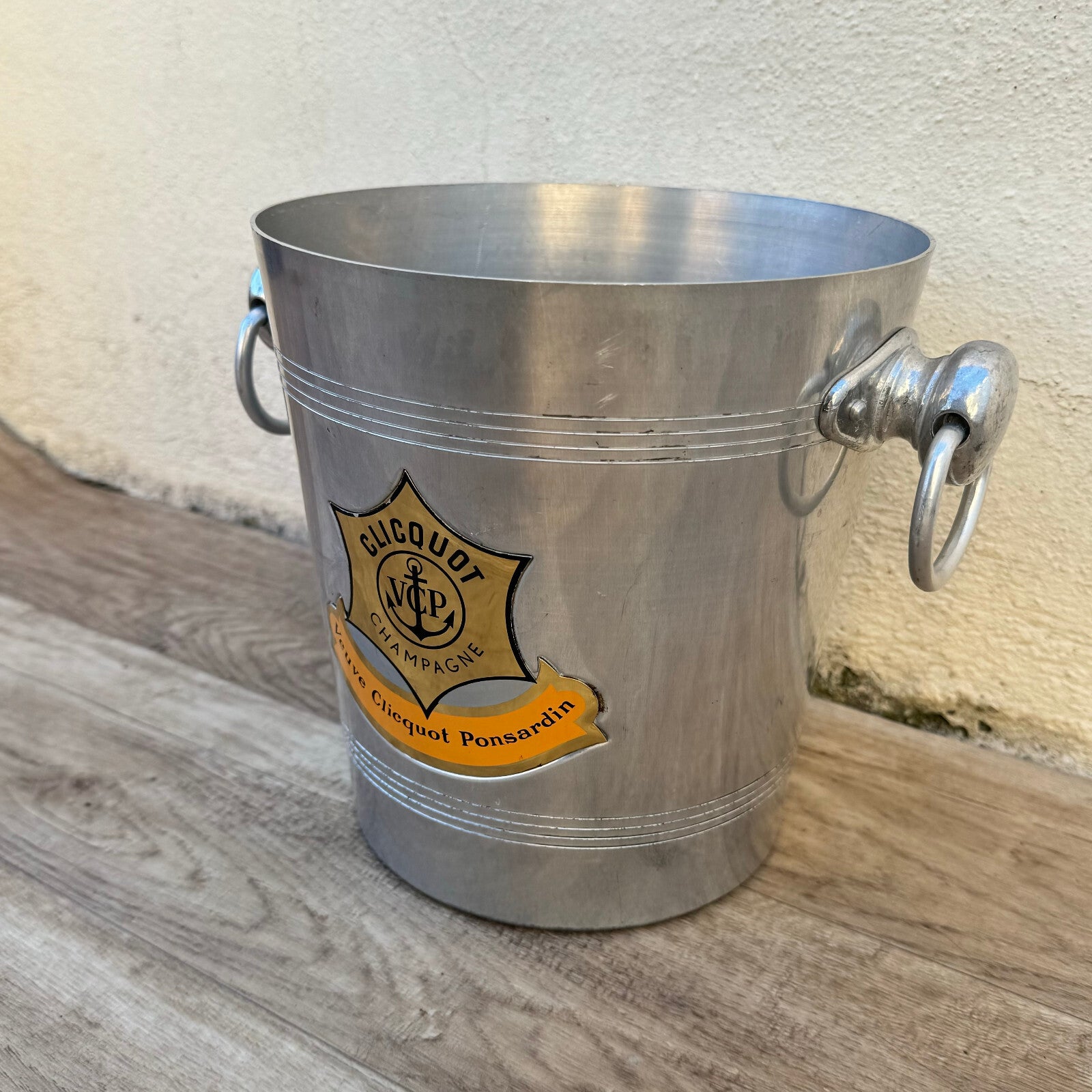Vintage Veuve Clicquot Champagne Ice Bucket French VCP Aluminum 0905244 Veuve Clicquot