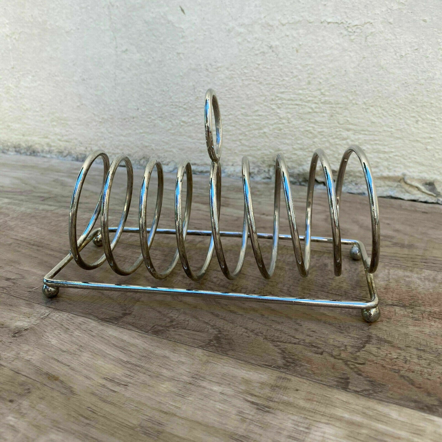 VINTAGE CUTE METAL silver plated toast rack from france 7" 3110214 - Fleamarketfrance