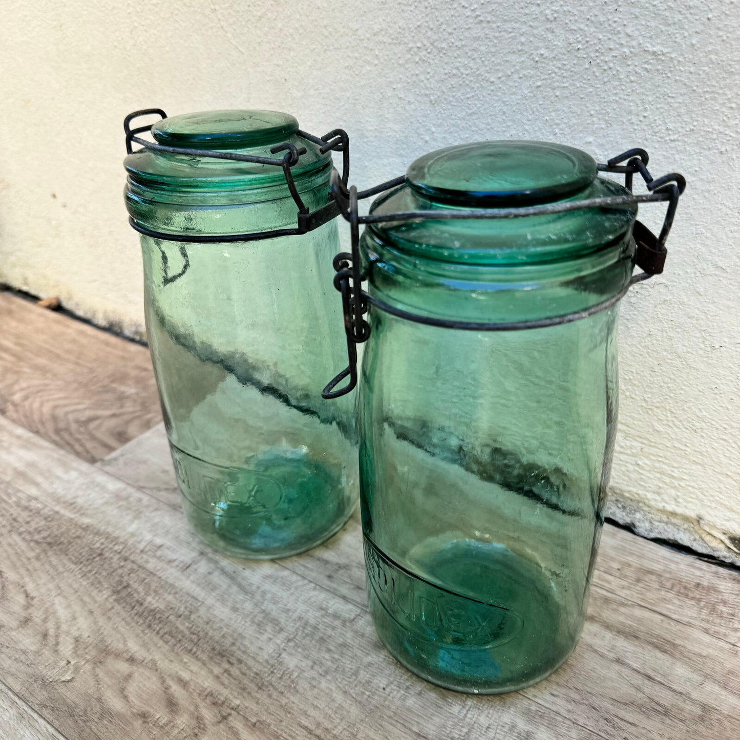 French Canning Jars L'Ideal Green Glass Preserve Bottles Set of 2 18102313 Fleamarketfrance
