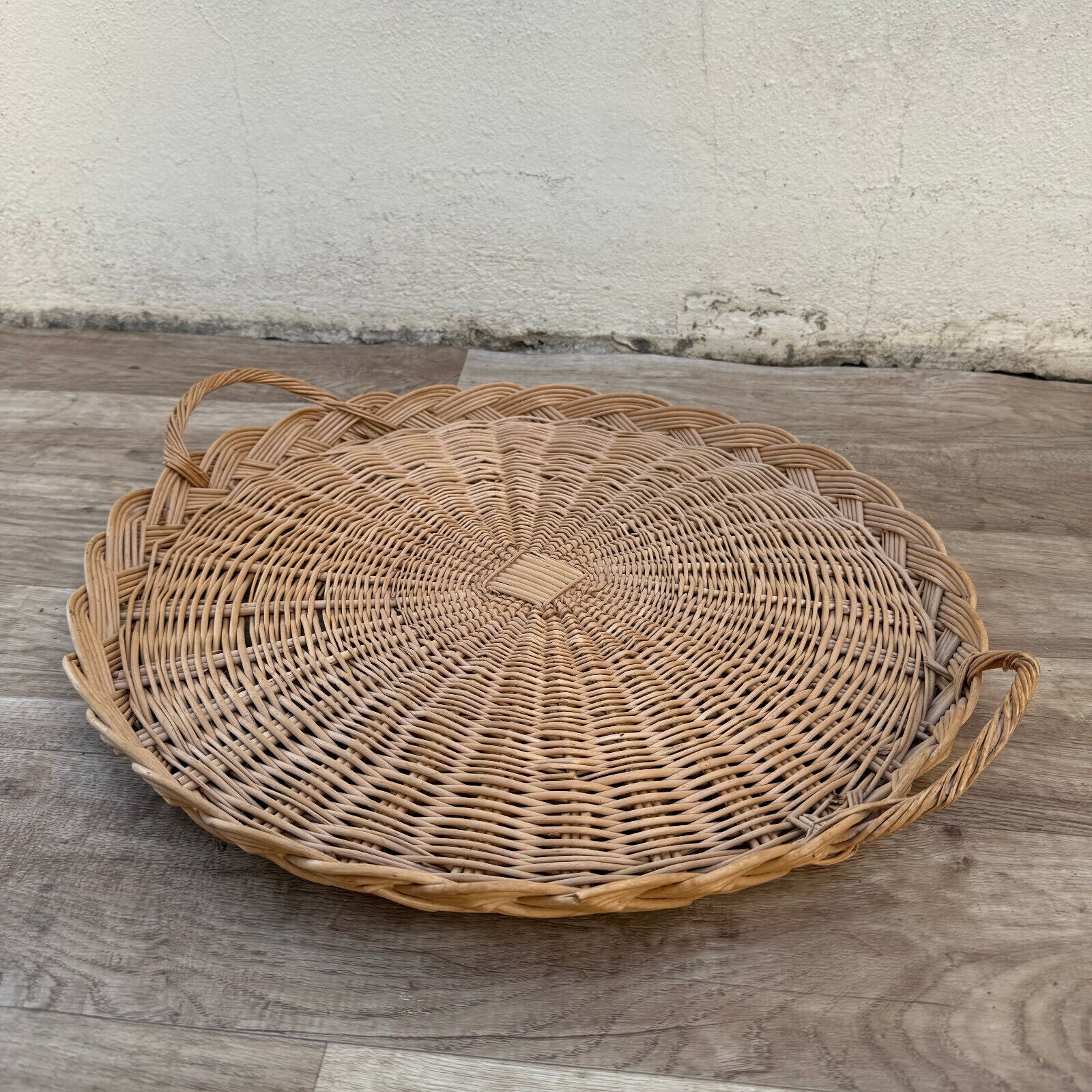 French Wicker Basket Vintage rattan bakery display pastry flowers 03092414 - Fleamarketfrance