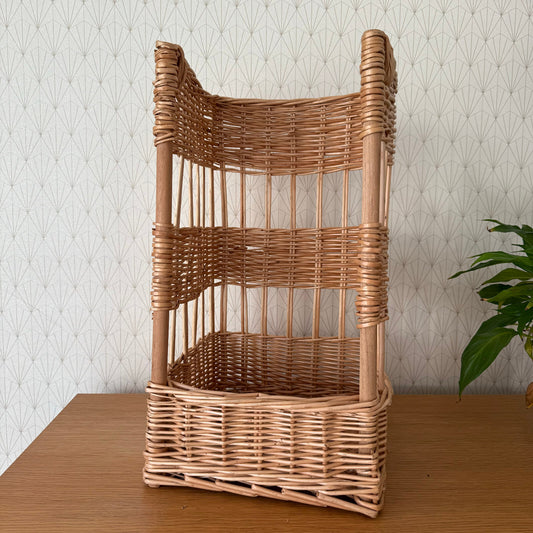 French Vintage Wicker Bread Basket 3-Tier Baguette Display Bakery 0211244 Fleamarketfrance