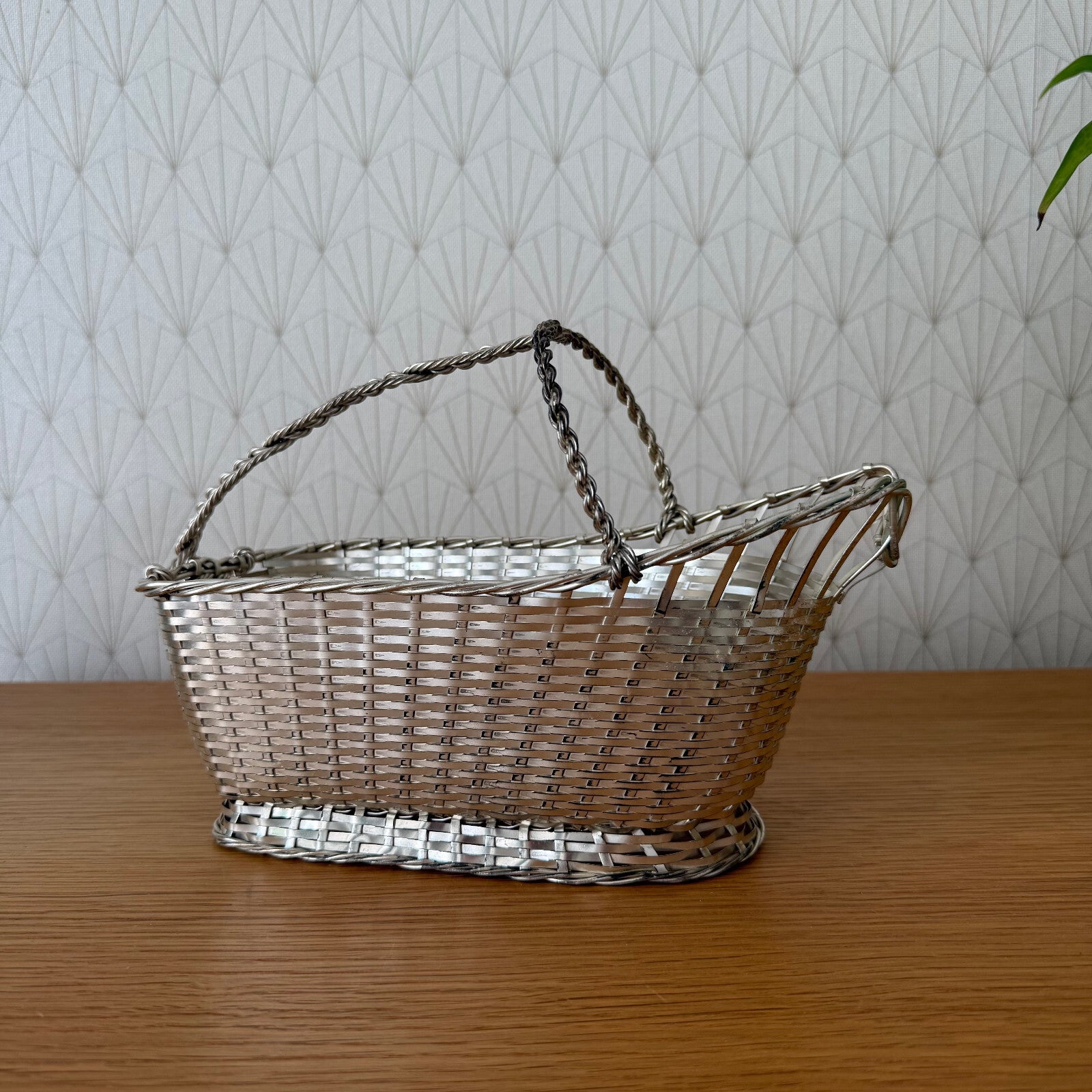 French Silver Plated Wine Basket Bottle Holder Serving Tray 12062517 Unbranded