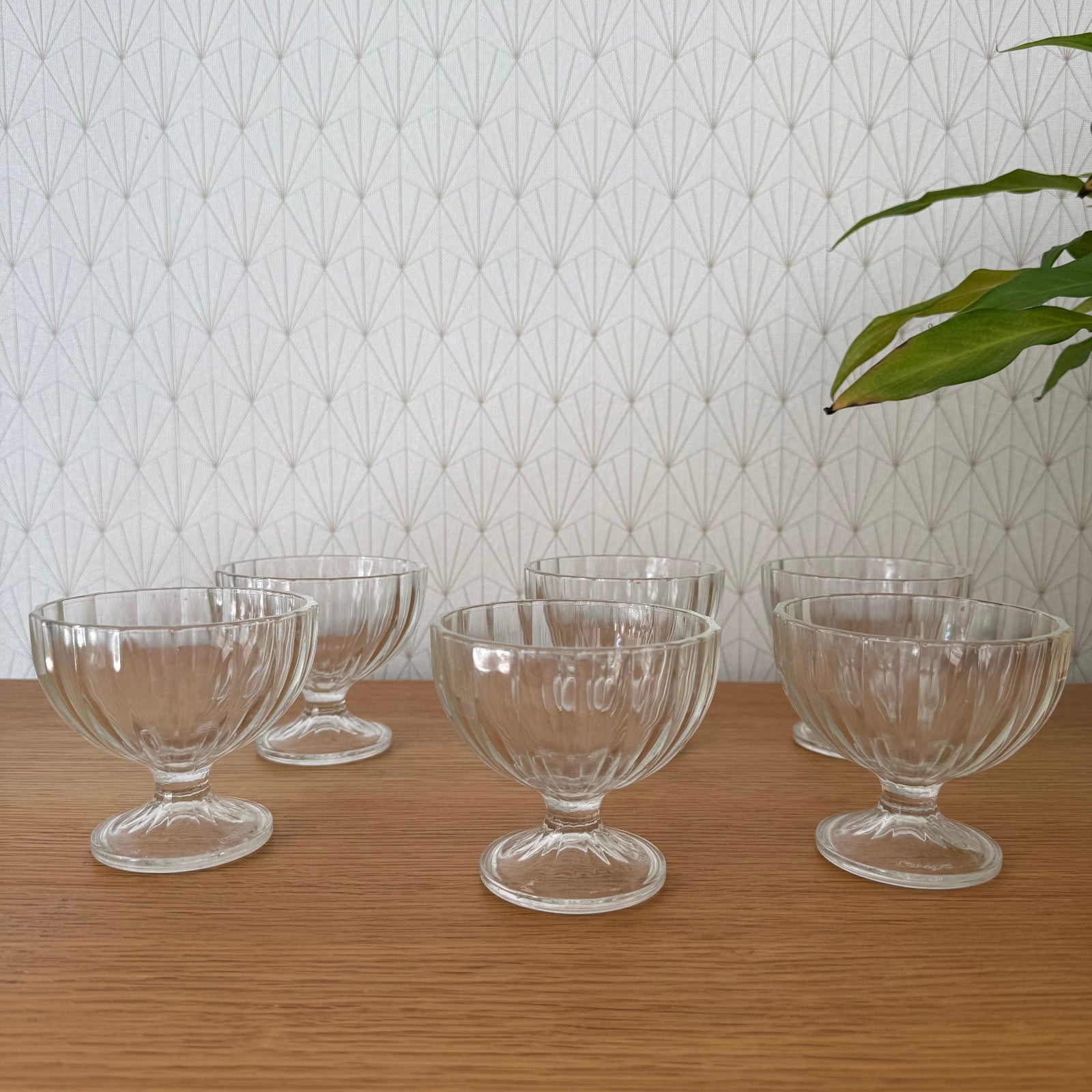 Vintage Italian Glass Dessert Bowls Set of 6 Footed Ice Cream Cups 2908251 glass