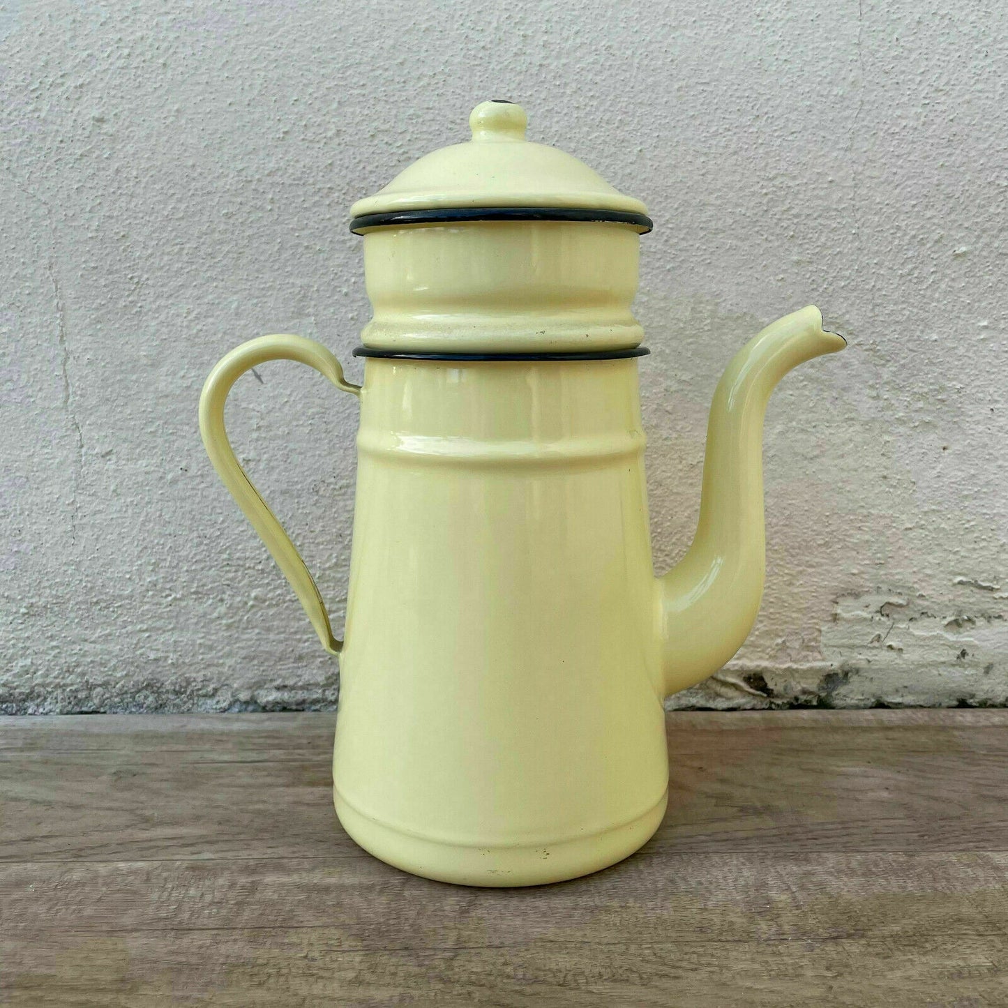 Vintage French Enamel Coffee Pot Yellow Enamelware Tea Pot 0511214 Fleamarketfrance