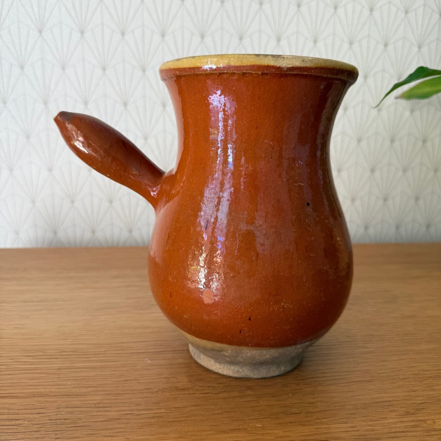 VINTAGE FRENCH GLAZED  STONEWARE TOUPIN COOKING POT 0409258