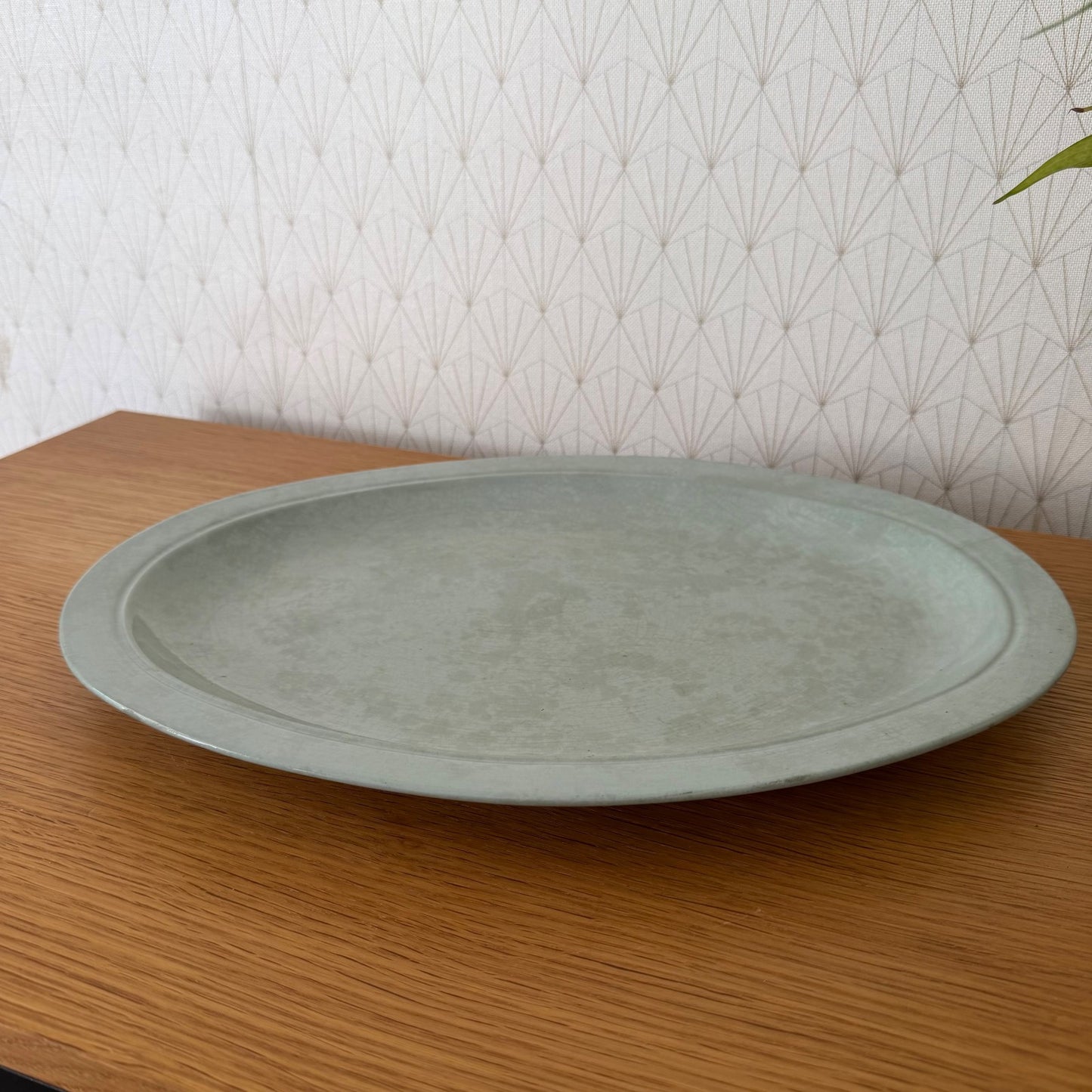 French Celadon Glazed Oval Serving Platter Ironstone Dish 25052615 Unbranded