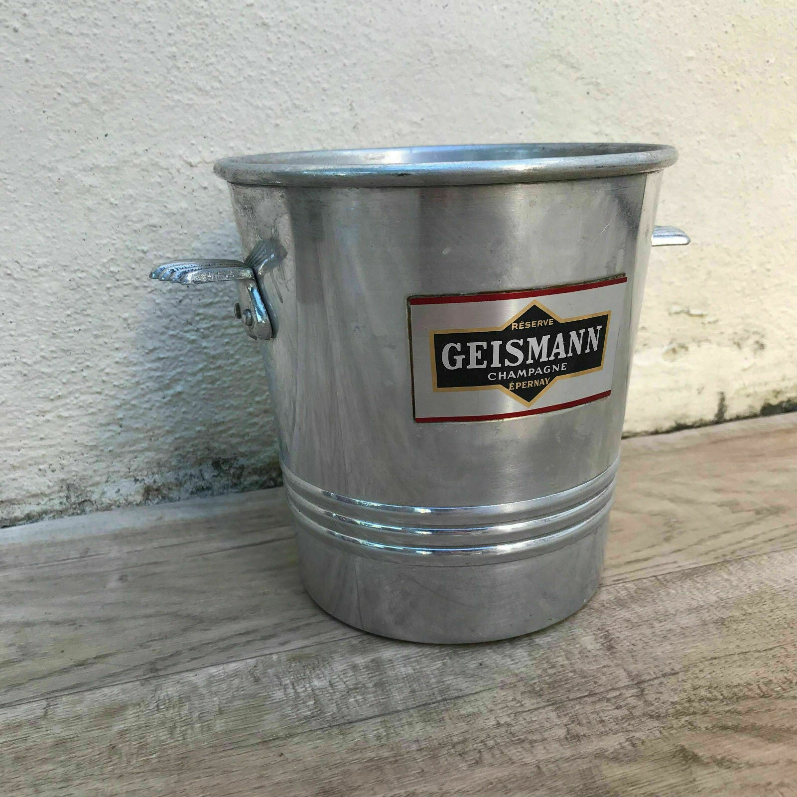 French Champagne Ice Bucket Geismann Vintage Aluminum Wine Cooler 0512189 Geismann