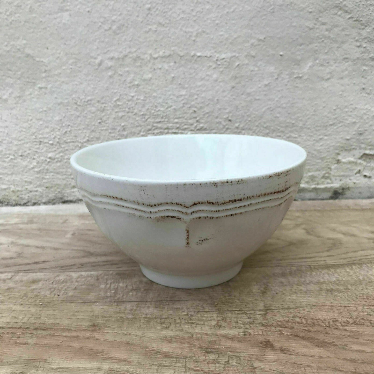 French Ceramic Bowls White Brown Bands Vintage Style Breakfast 17021825 J.G. Durand, Cristal d'Arques