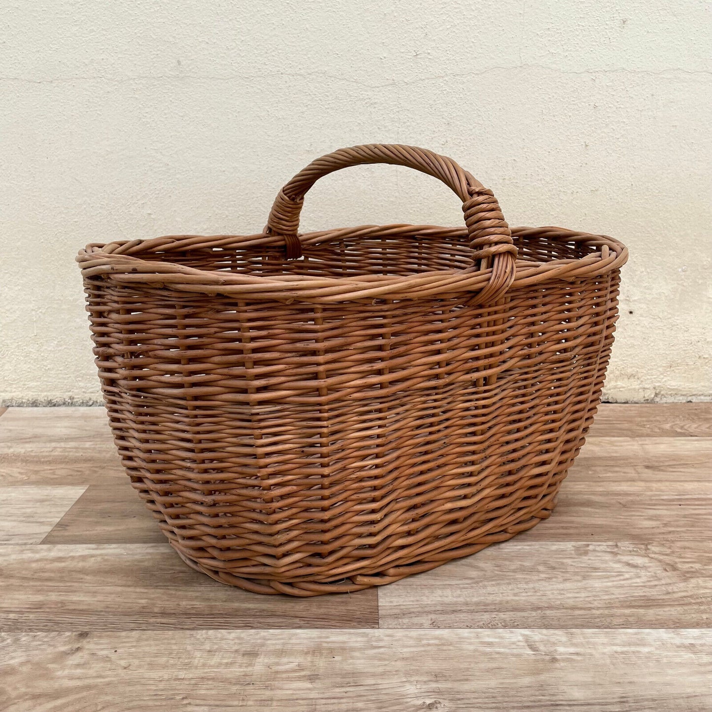 French Wicker Basket market fruits Chic Vintage Woven Rattan 2303252 Fleamarketfrance
