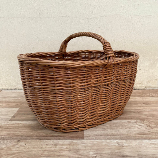 French Wicker Basket market fruits Chic Vintage Woven Rattan 2303252 Fleamarketfrance