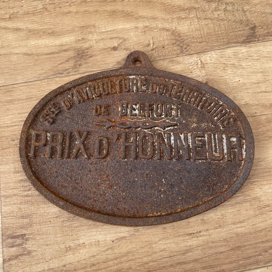 FRENCH VINTAGE AGRICULTURE PLAQUE TROPHY AWARD ANIMALS PRIZE SIGN 1103255