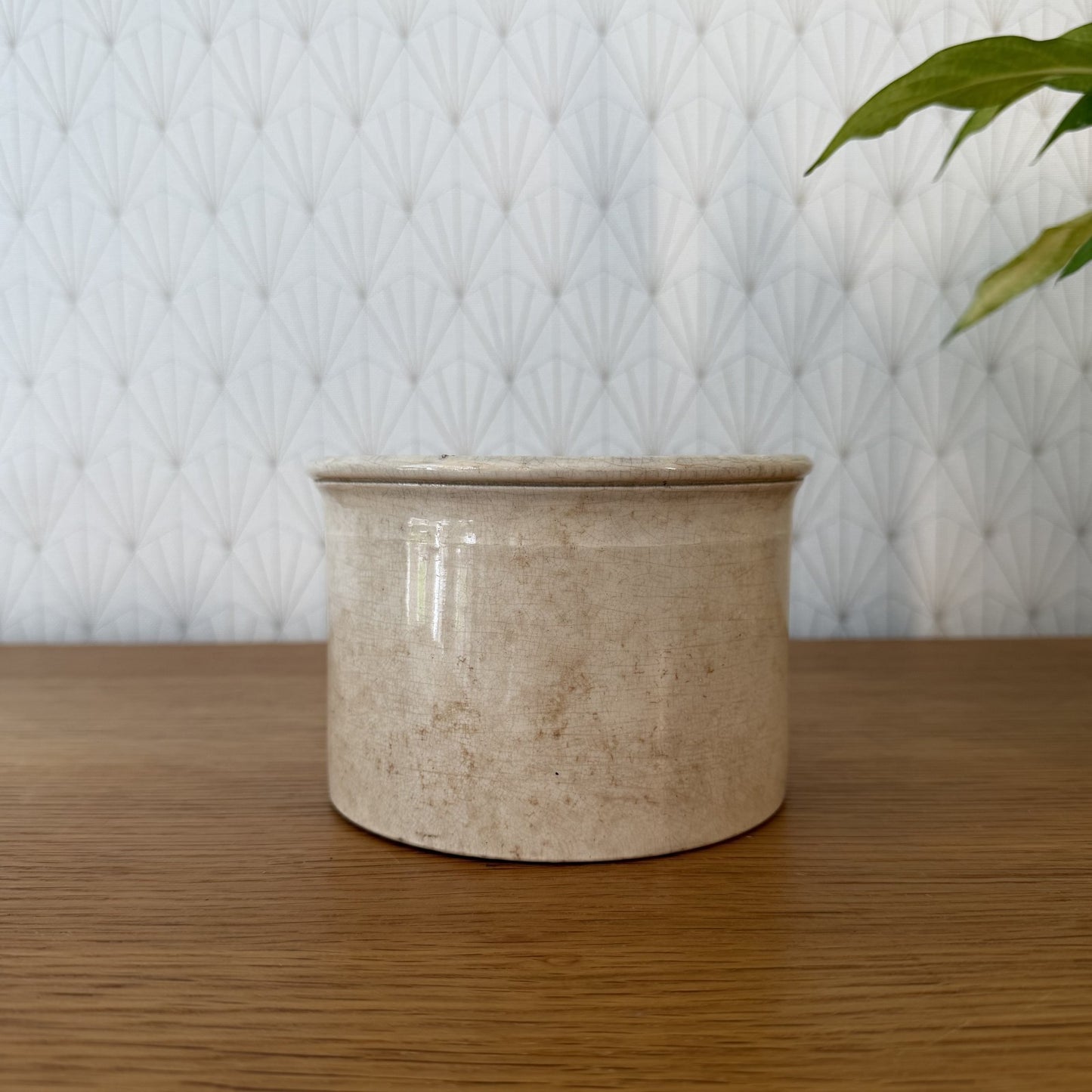Antique French Confit Pot Creil Montereau Crackle Glaze Ceramic 1006263