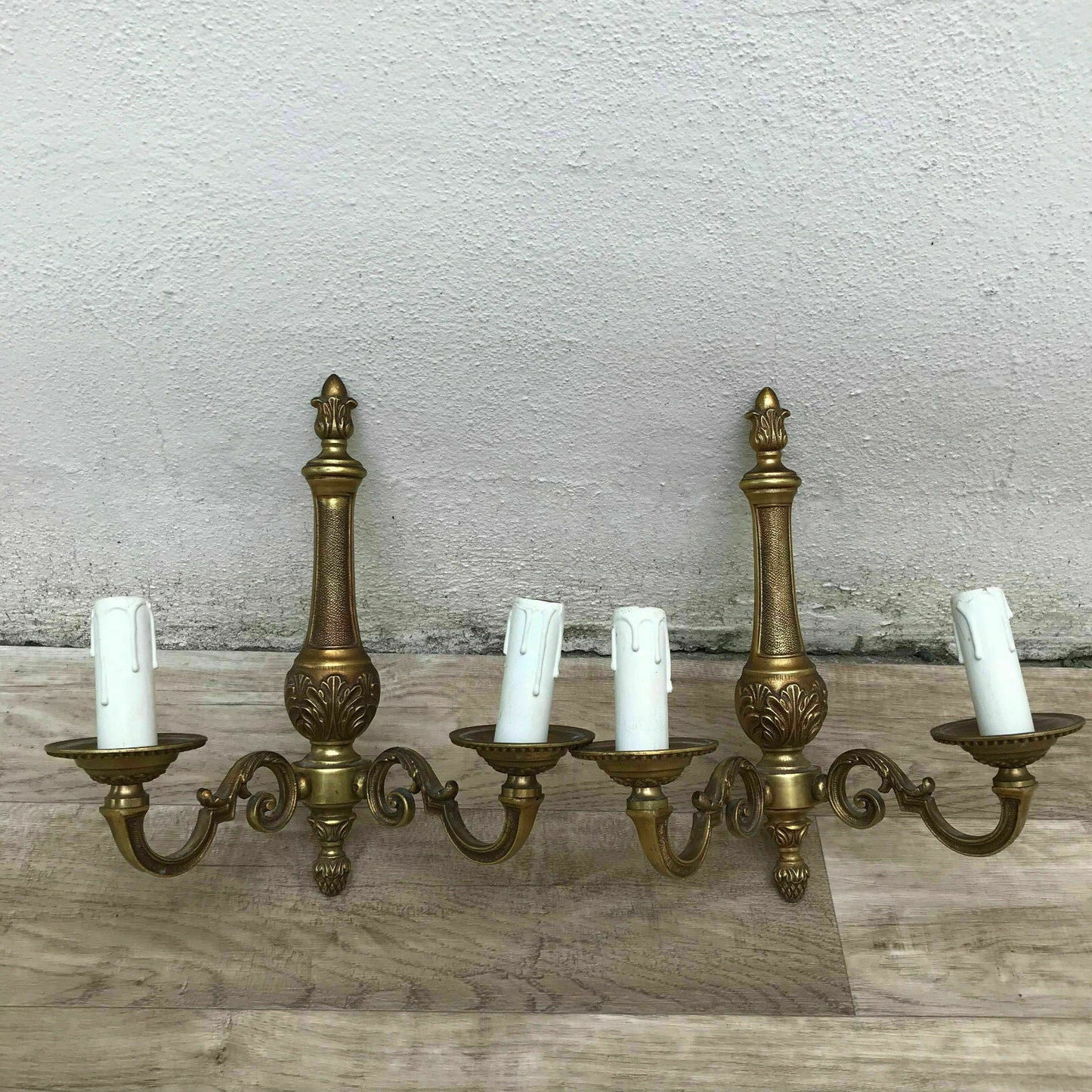French Bronze Sconces Vintage 2-Light Candle Wall Pair Classical 1406184 Unbranded