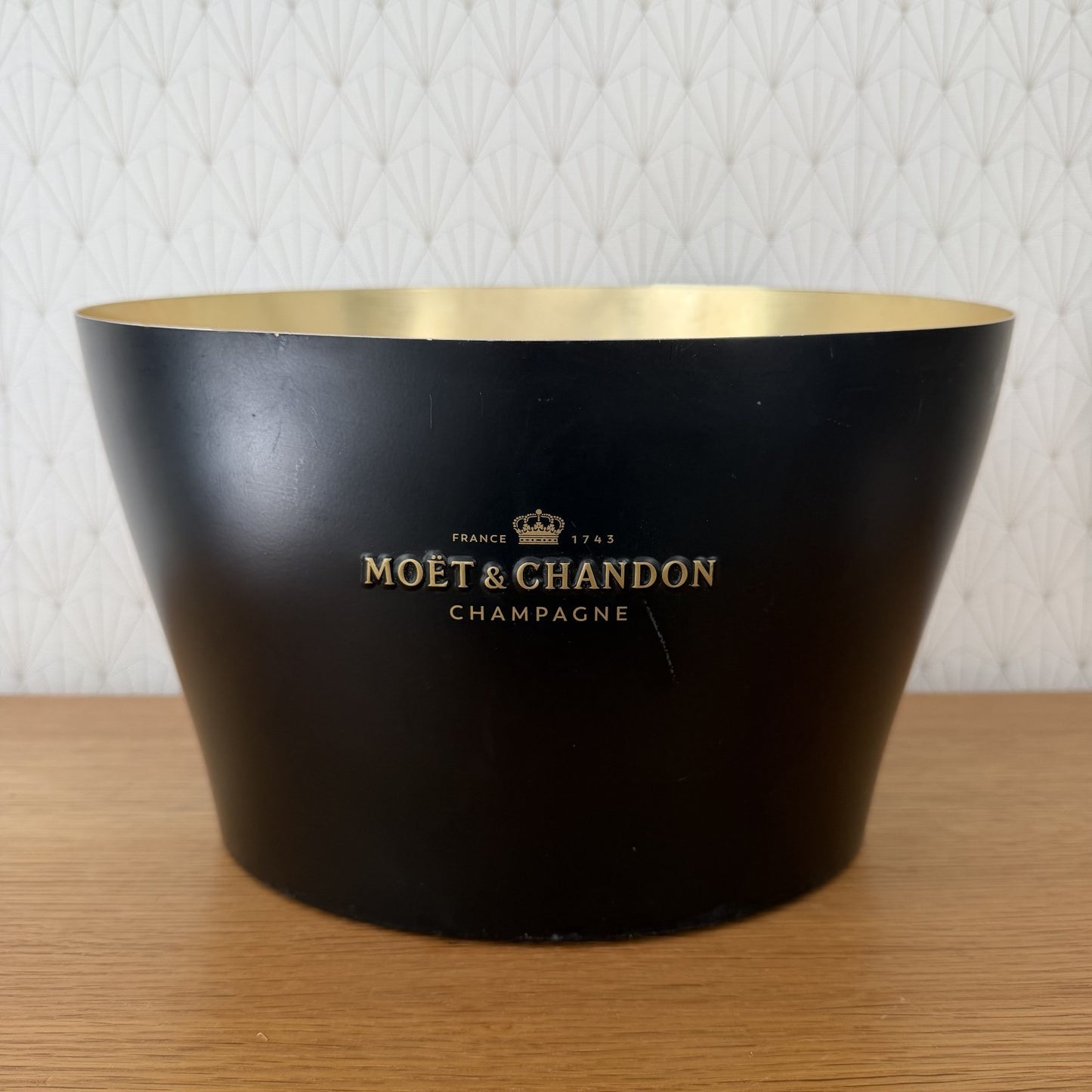 French Champagne Ice Bucket Black Metal Wine Cooler Moet chandon 04092614