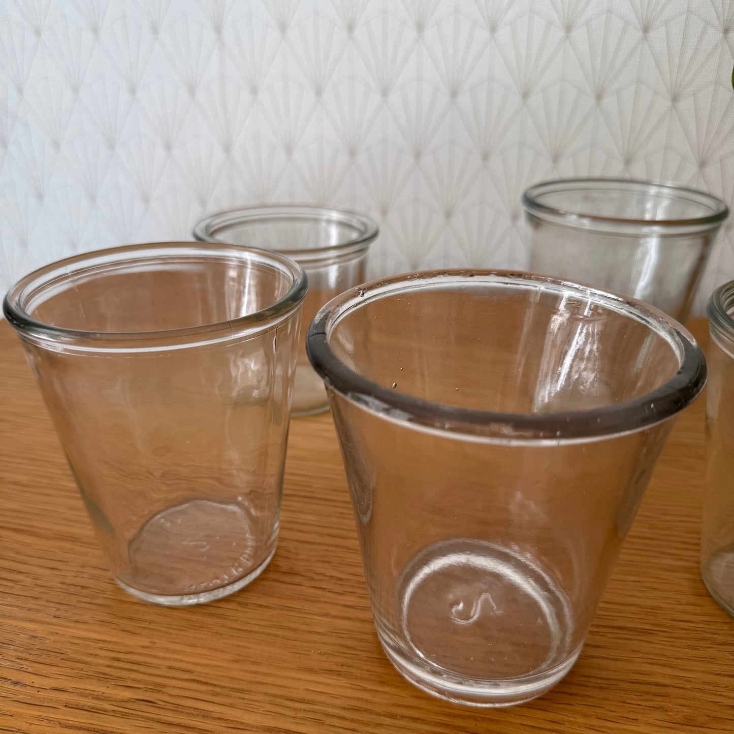 5 Vintage French Glass Jam Jelly Jar Pot Preserving Glass 2608256