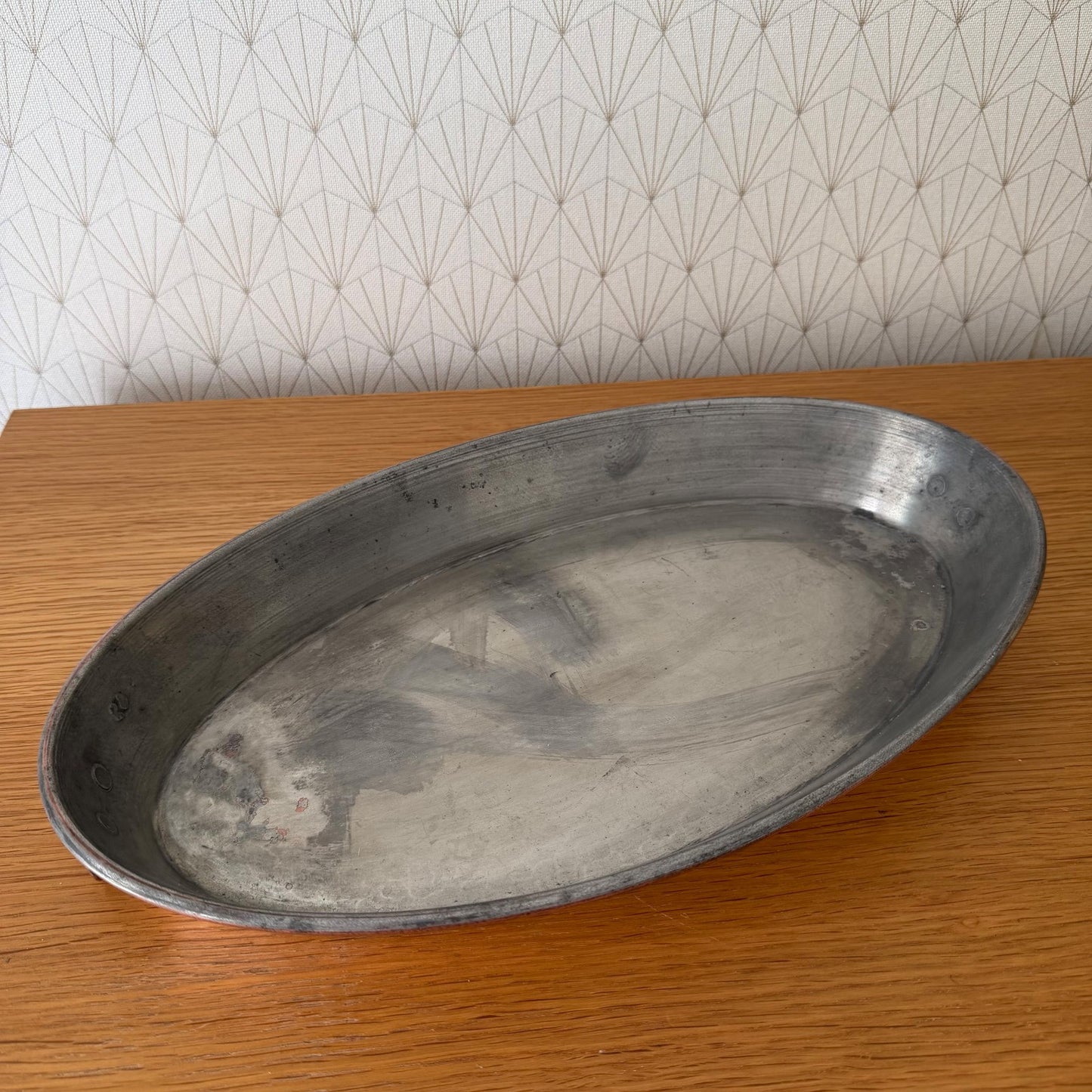 French Copper Gratin Pan Oval Vintage Professional Cookware 0405268 Unbranded