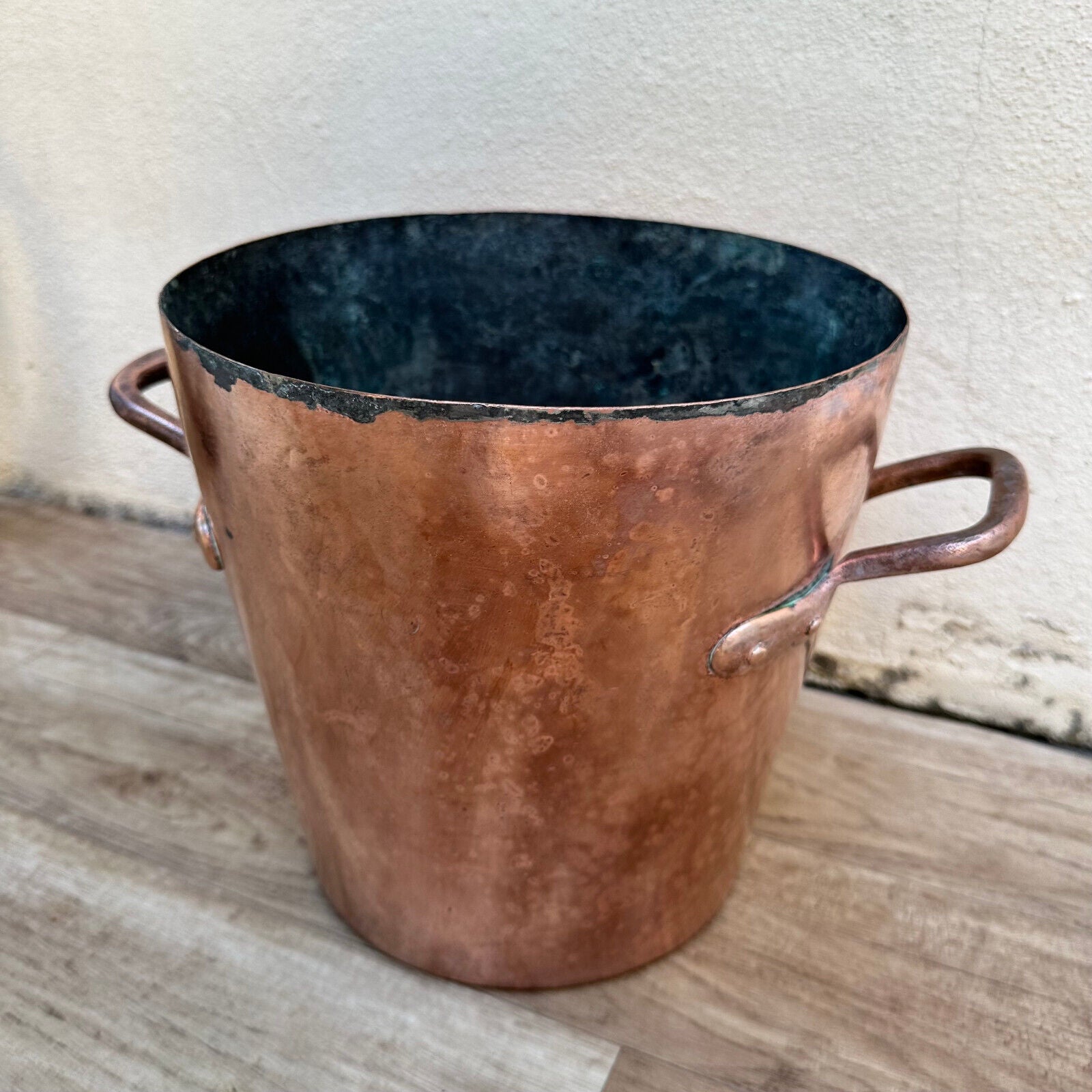 Antique French Farmhouse Copper Bucket Dovetailed 26082315 - Fleamarketfrance